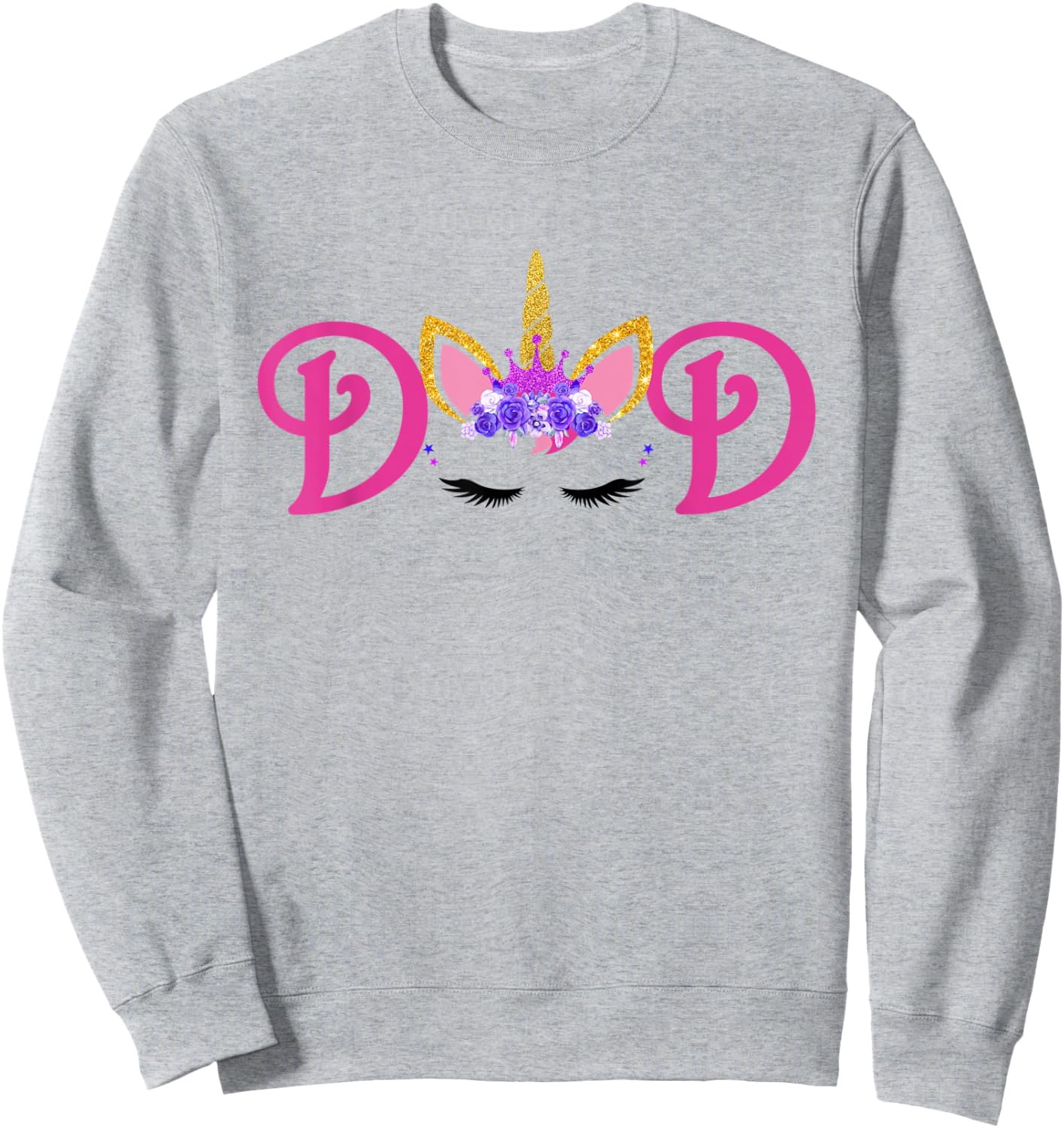 Unicorn Dad Outfit Father of the Unicorn Birthday Daddy Sweatshirt - Sweatshirt | Ash