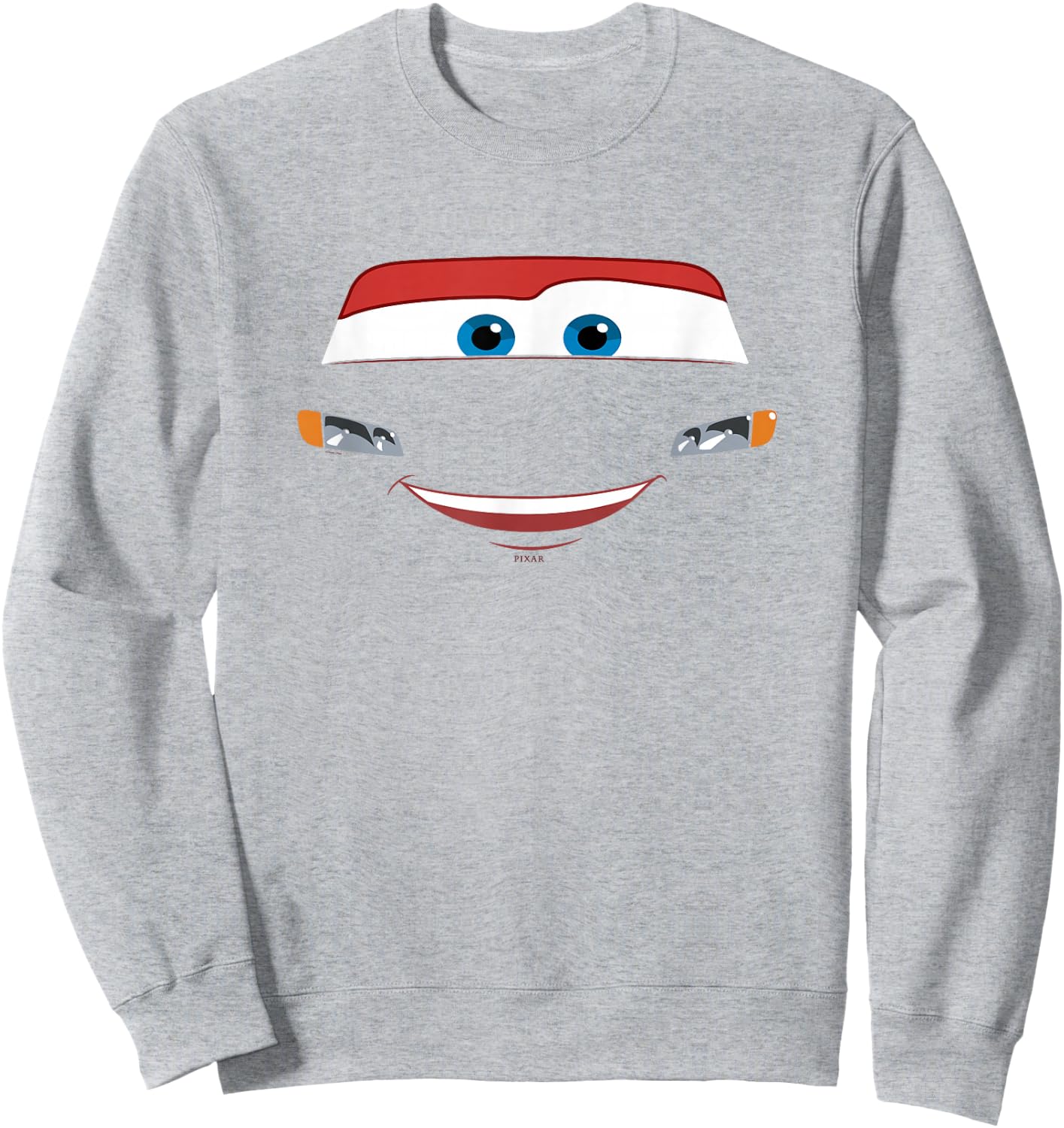 Disney Pixar Cars Lightning McQueen Smiling Eyes Big Face Sweatshirt - Sweatshirt | Ash