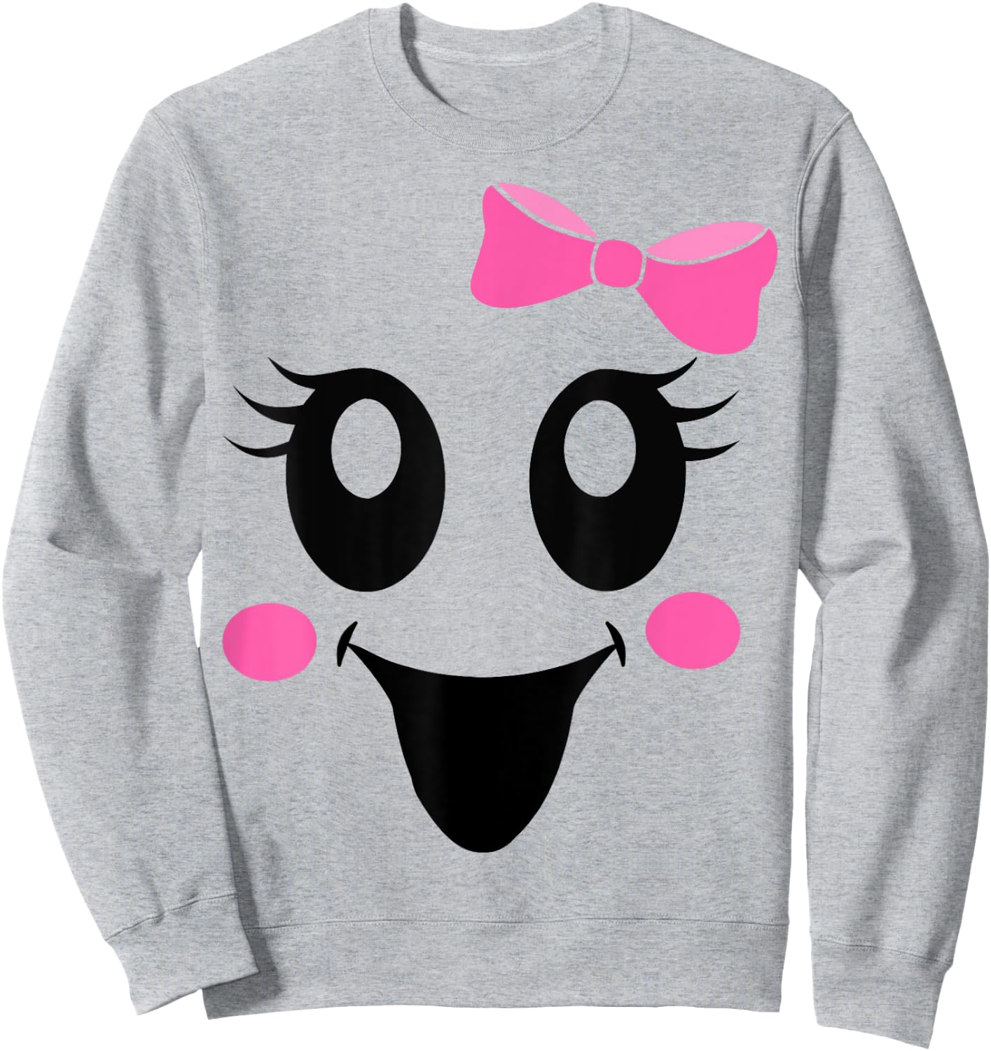 Cute female ghost with girls face and bow halloween party Sweatshirt - Sweatshirt | Ash