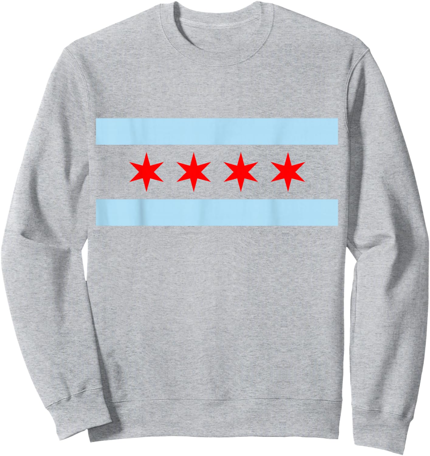 Styley Chicago Flag - Men's -Adults Kids Classic Fit Collarless Short Sleeve White Solid Cotton Flag Sweatshirt - Sweatshirt | Ash
