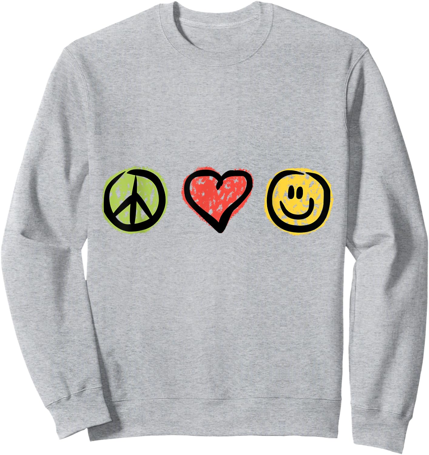 Peace Love Happiness Positive Message Symbols Sweatshirt - Sweatshirt | Ash