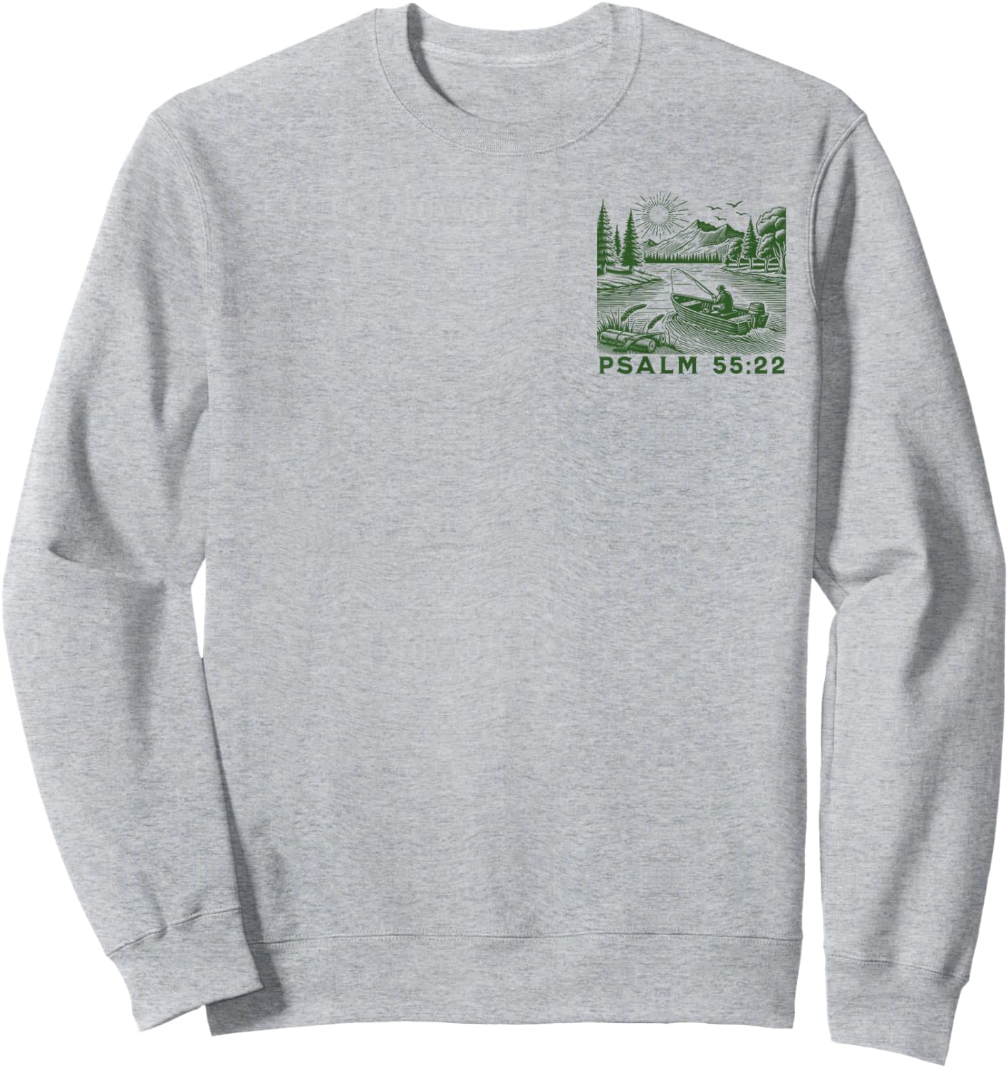 Front & Back | Cast Your Cares On The Lord - Psalm 55:22 Sweatshirt - Sweatshirt | Ash
