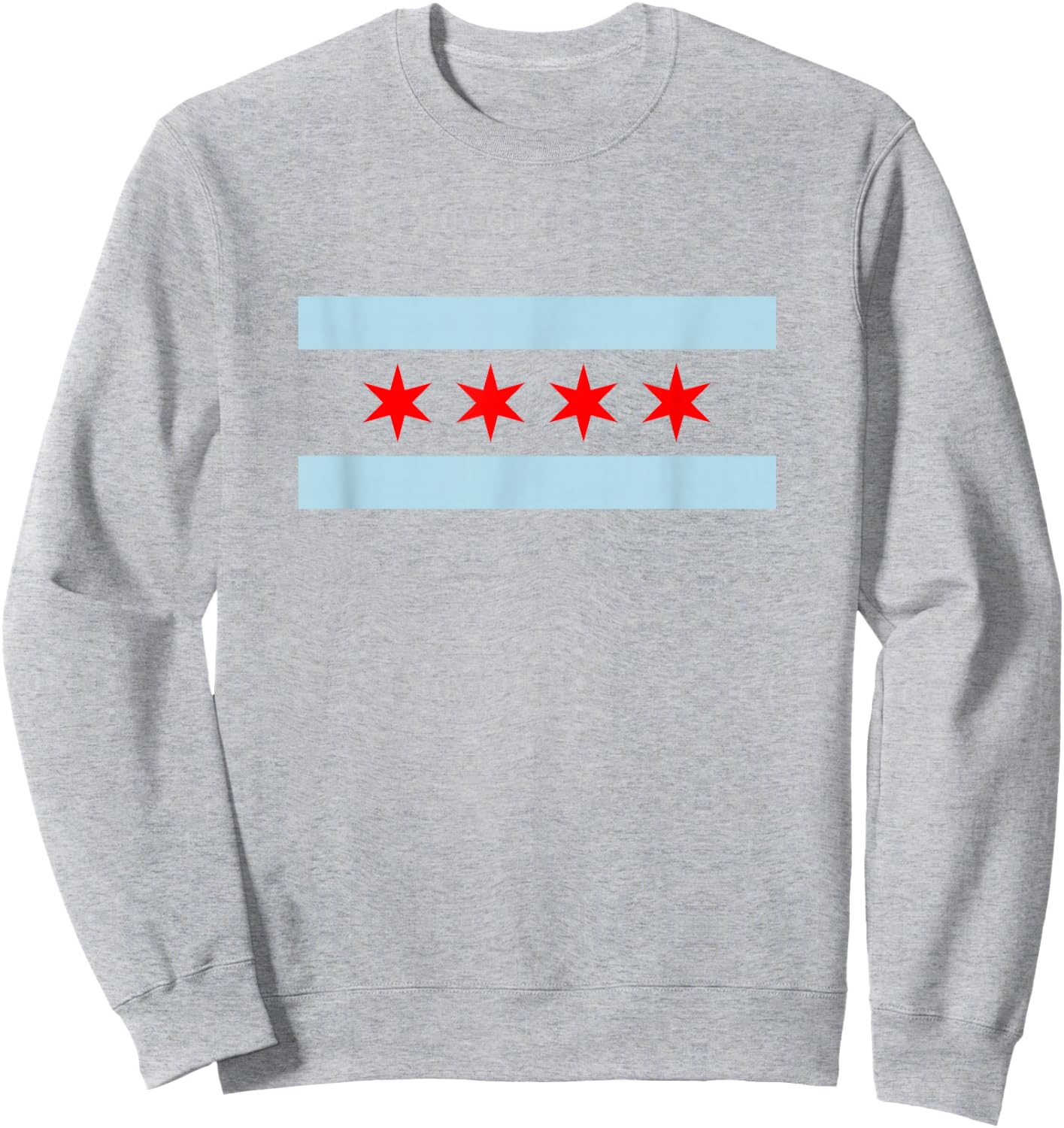 Sweet Chicago Flag Red Six Pointed Stars Sweatshirt - Sweatshirt | Ash