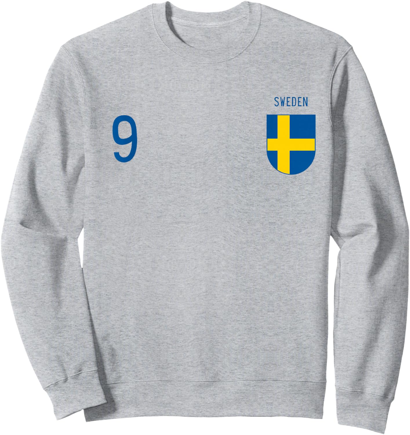 Sweden Number 9 Swedish Jersey Football Vintage Replica Sweatshirt - Sweatshirt | Ash