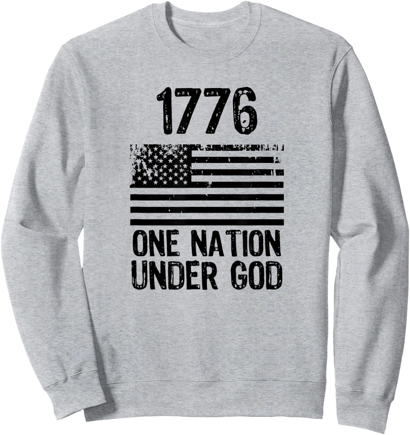 1776 One Nation Under God Patriotic Flag, 4th of July Sweatshirt - Sweatshirt | Ash