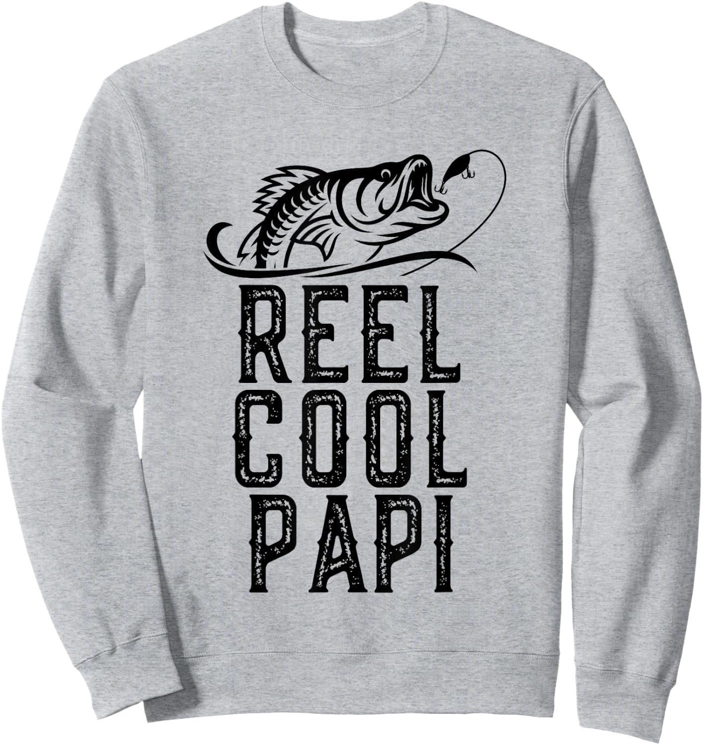 Reel Cool Papi Fishing Fisherman Funny Grandpa Retro Sweatshirt - Sweatshirt | Ash