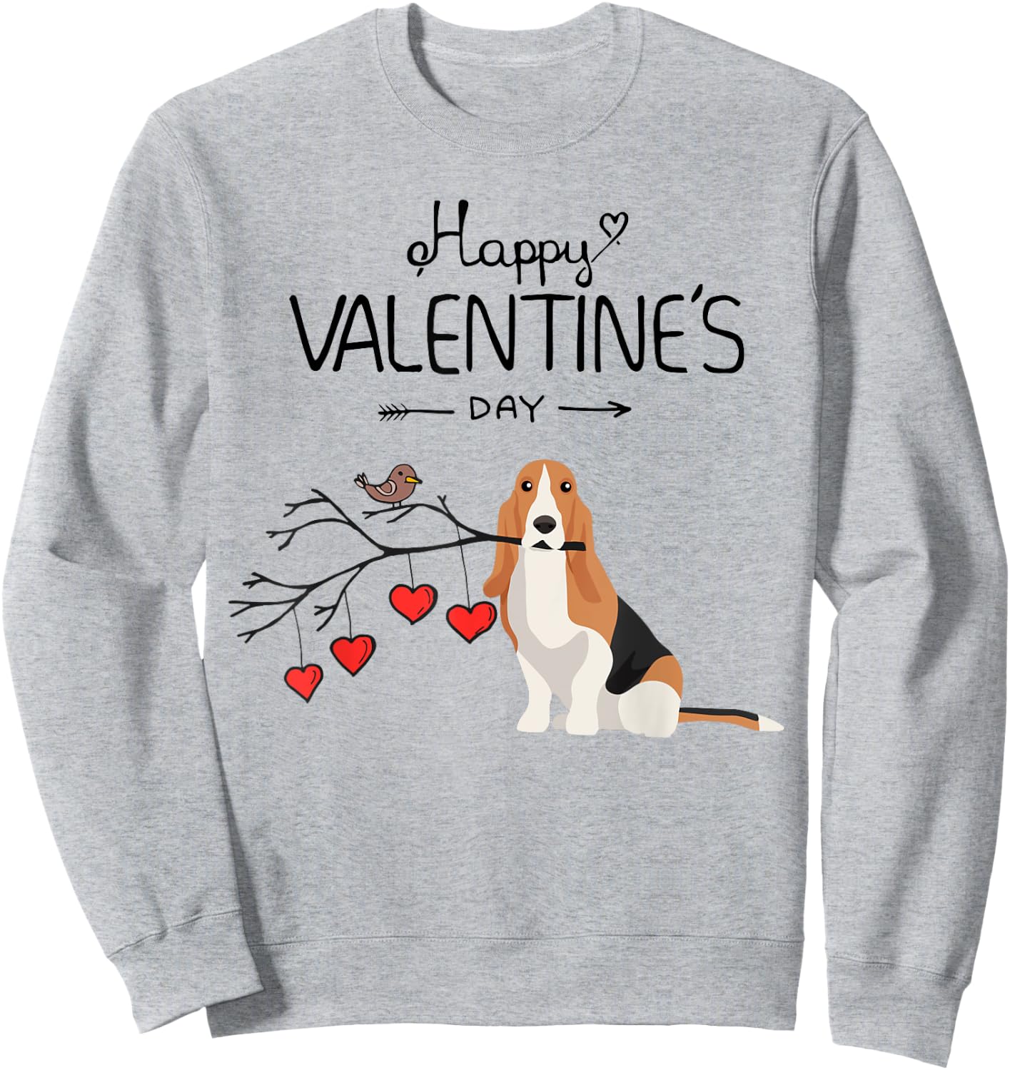 Dog Is My Valentines Day Basset Hound Sweatshirt - Sweatshirt | Ash