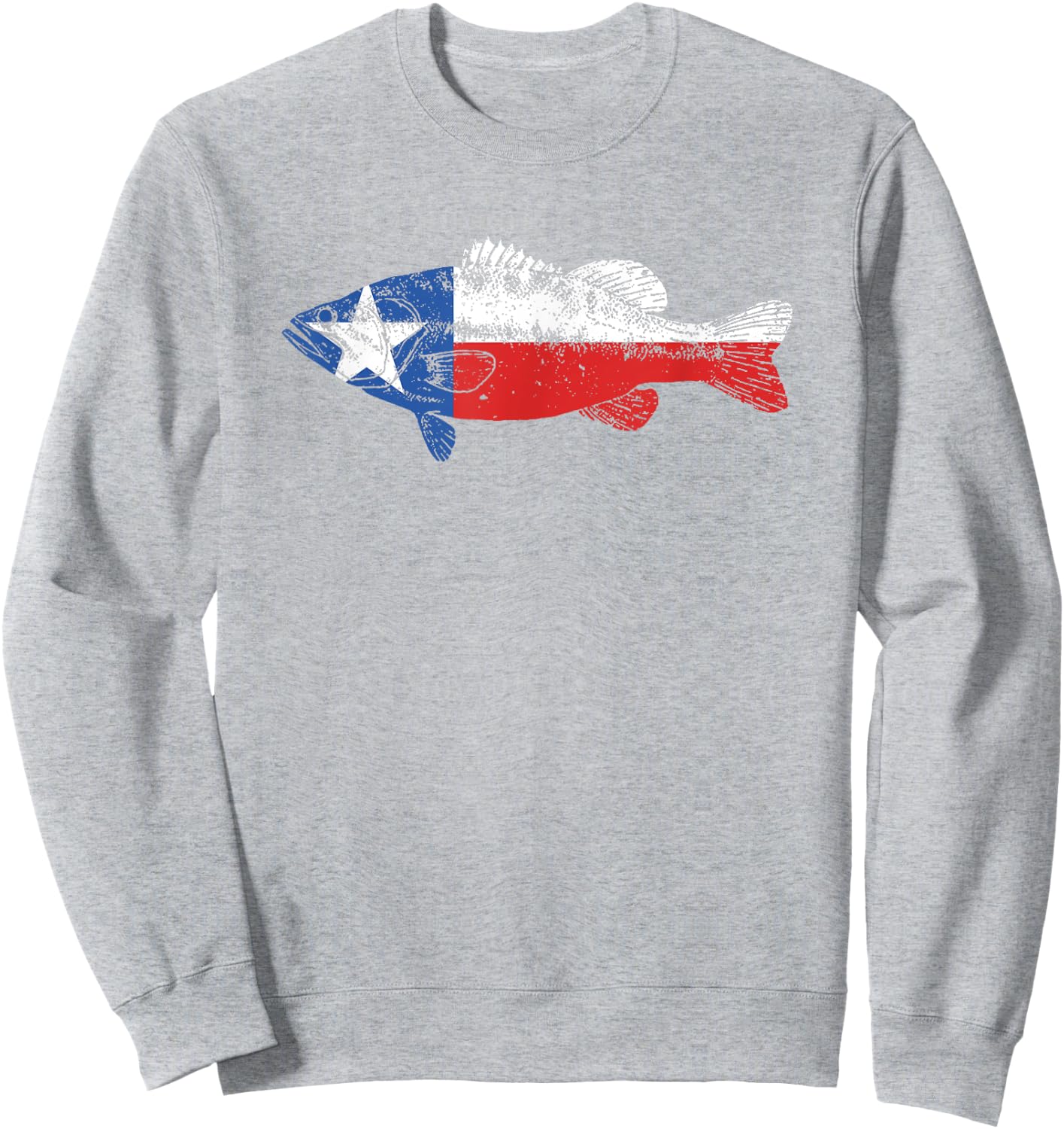 State of Texas Fishing Flag - Vintage Bass Retro Shirt - TX Sweatshirt - Sweatshirt | Ash