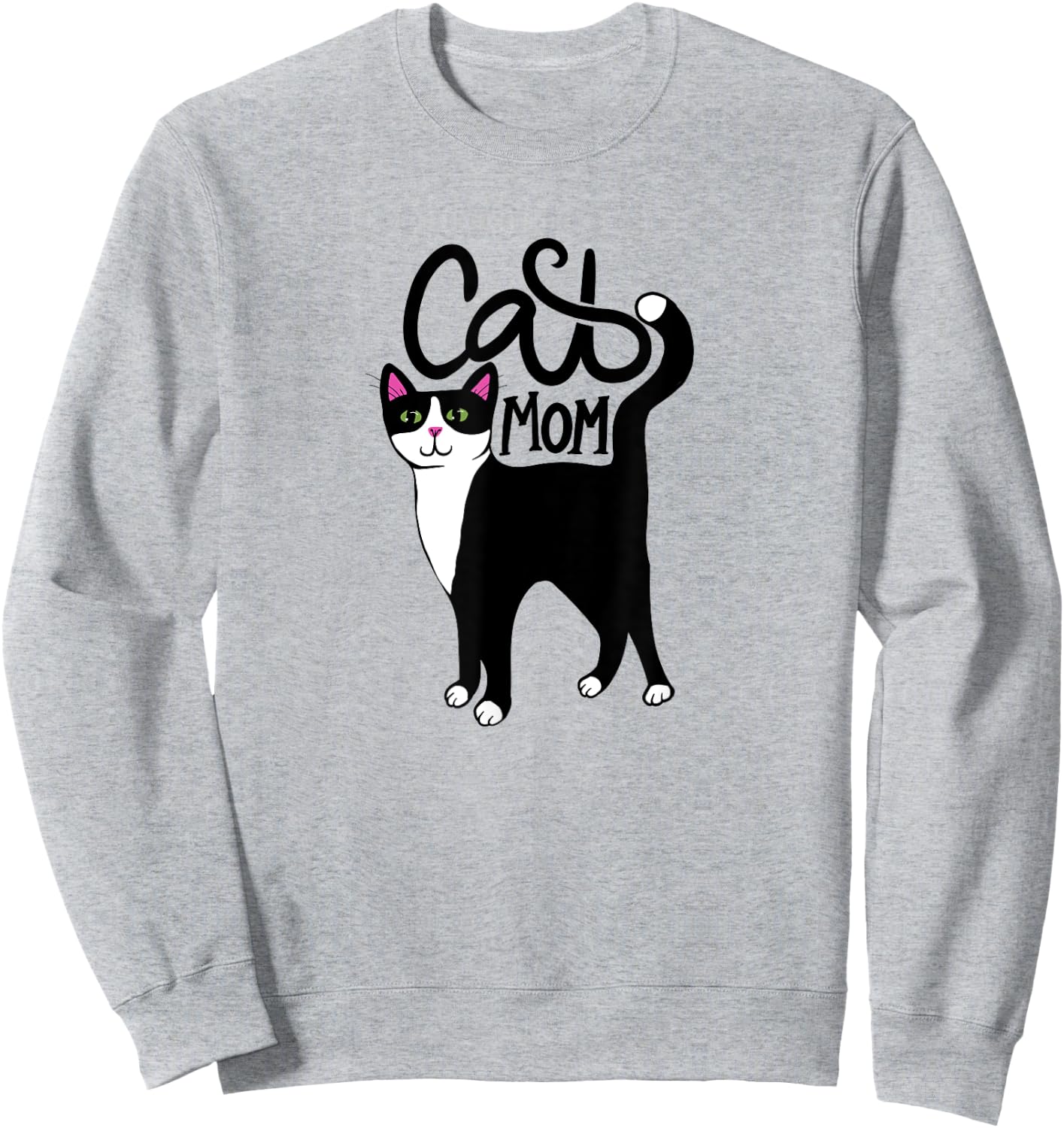 Tuxedo Cat Mom Cute Sweatshirt - Sweatshirt | Ash