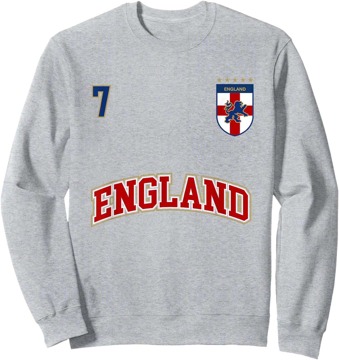 England Football Team Shirt Number 7 + BACK English Flag Sweatshirt - Sweatshirt | Ash