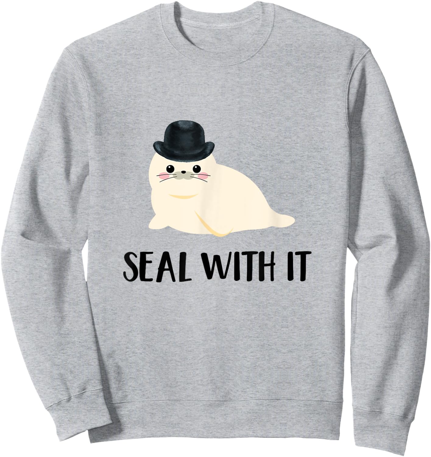 Cute White Sea Lion Seal With It Sweatshirt - Sweatshirt | Ash