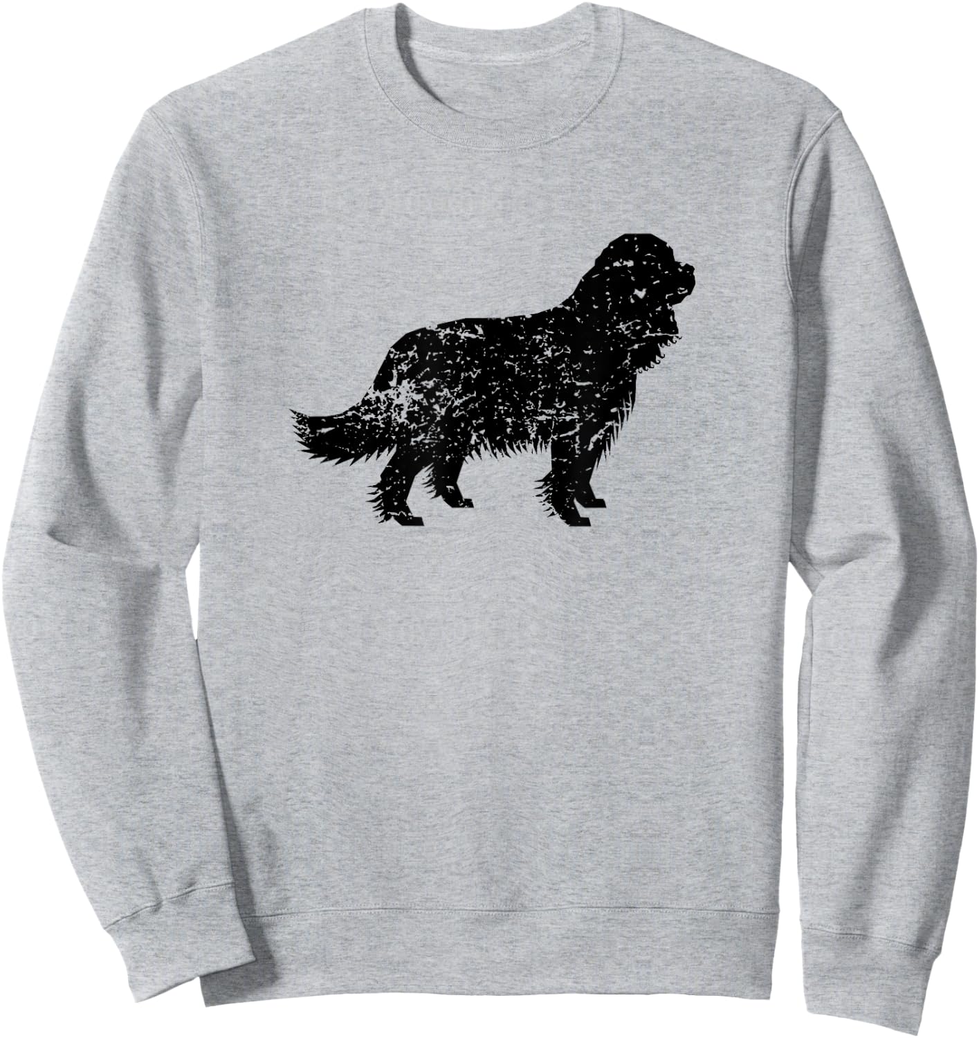 Distressed Cavalier King Charles Spaniel Silhouette Dog Men Women Girls Kids Sweatshirt - Sweatshirt | Ash