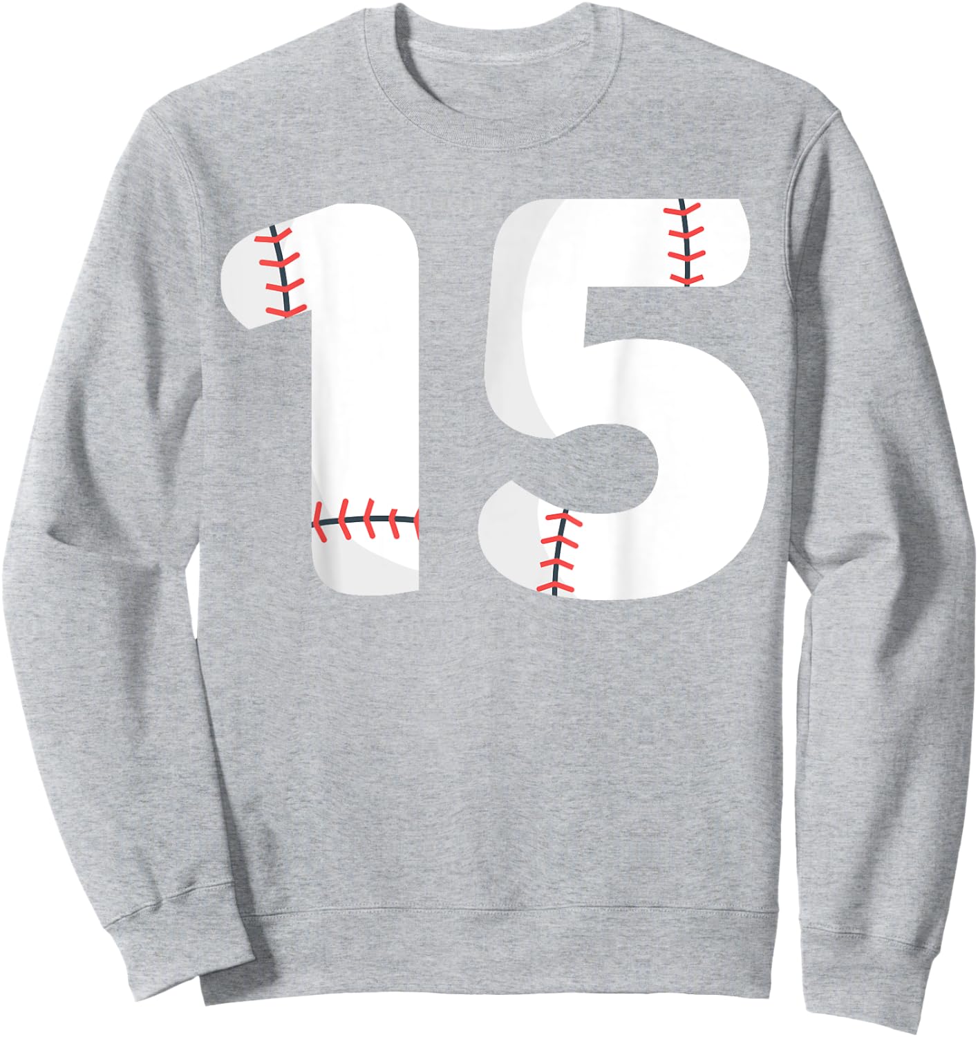 Number #15 BASEBALL Team Shirt - 15 Pitcher Batter Sweatshirt - Sweatshirt | Ash