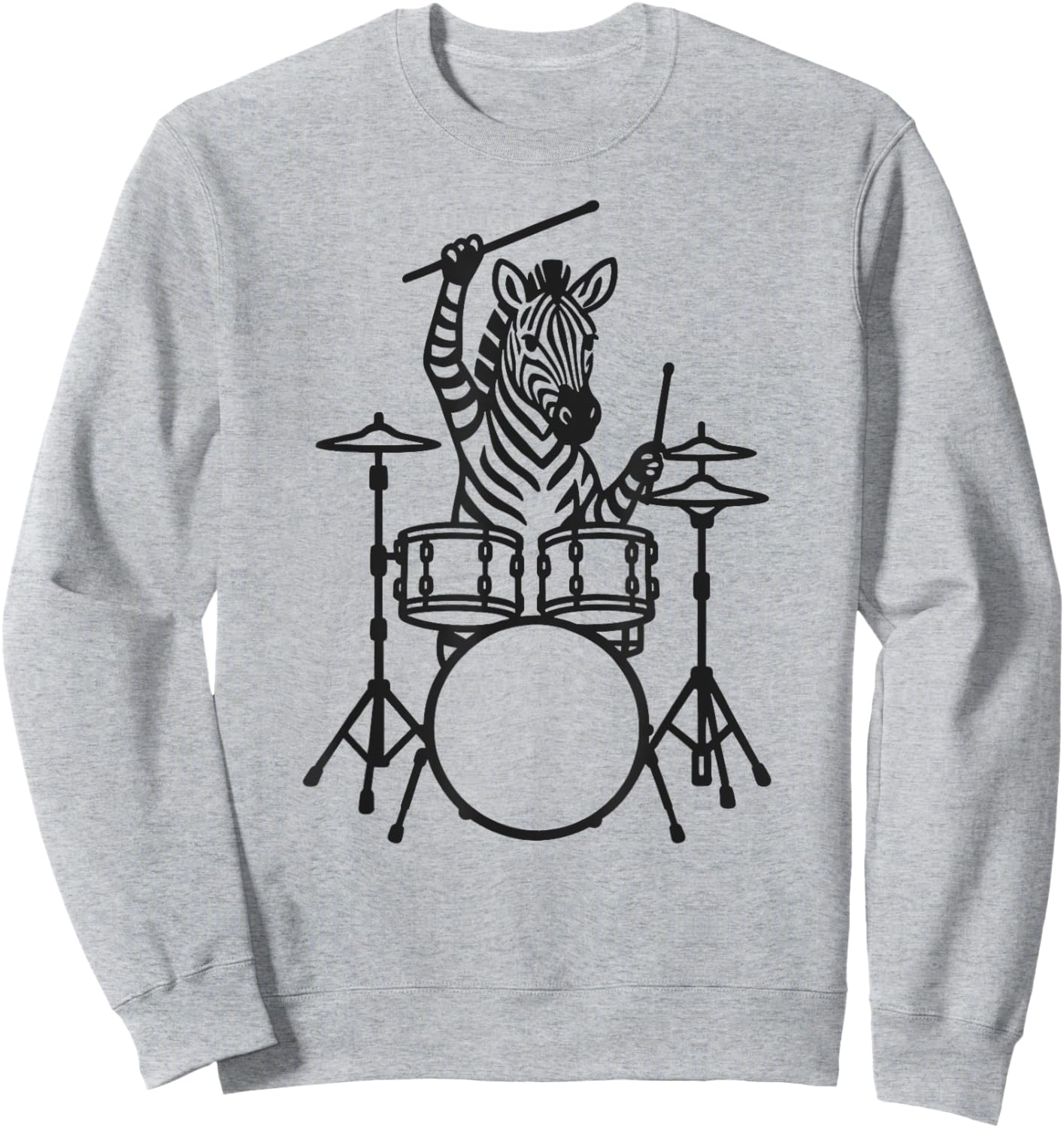 Funny Zebra Drummer Drumming Drums Music Lover Boys Girls Sweatshirt - Sweatshirt | Ash