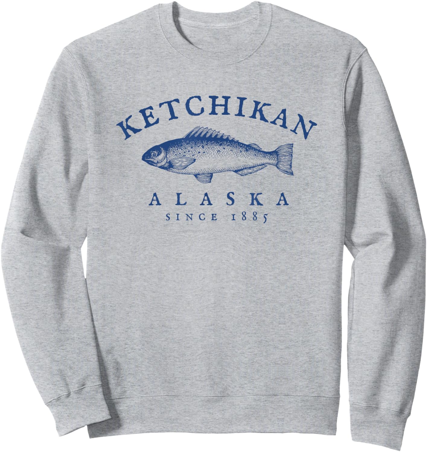 Retro Ketchikan Alaska Fishing Sweatshirt - Sweatshirt | Ash