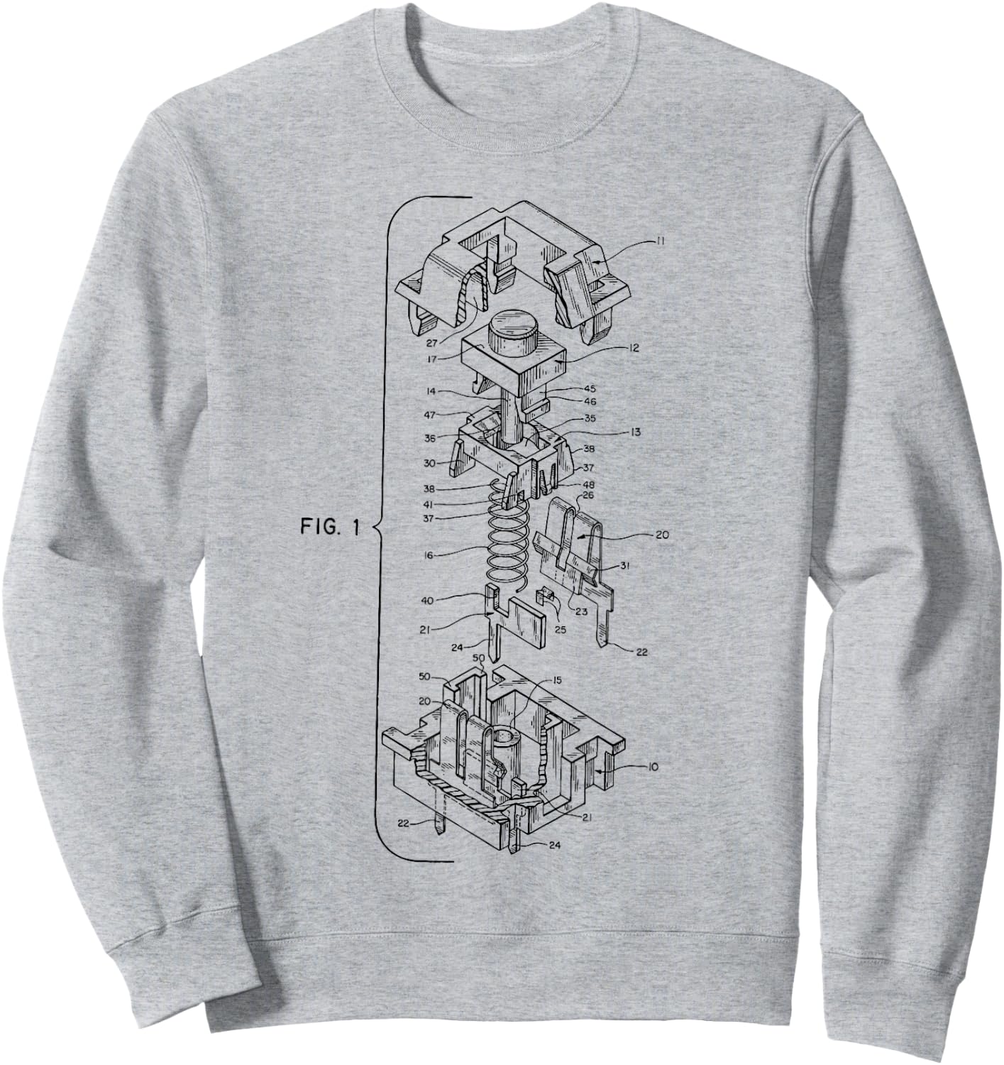 Mechanical Keyboard Key Patent Design Drawing Sweatshirt - Sweatshirt | Ash