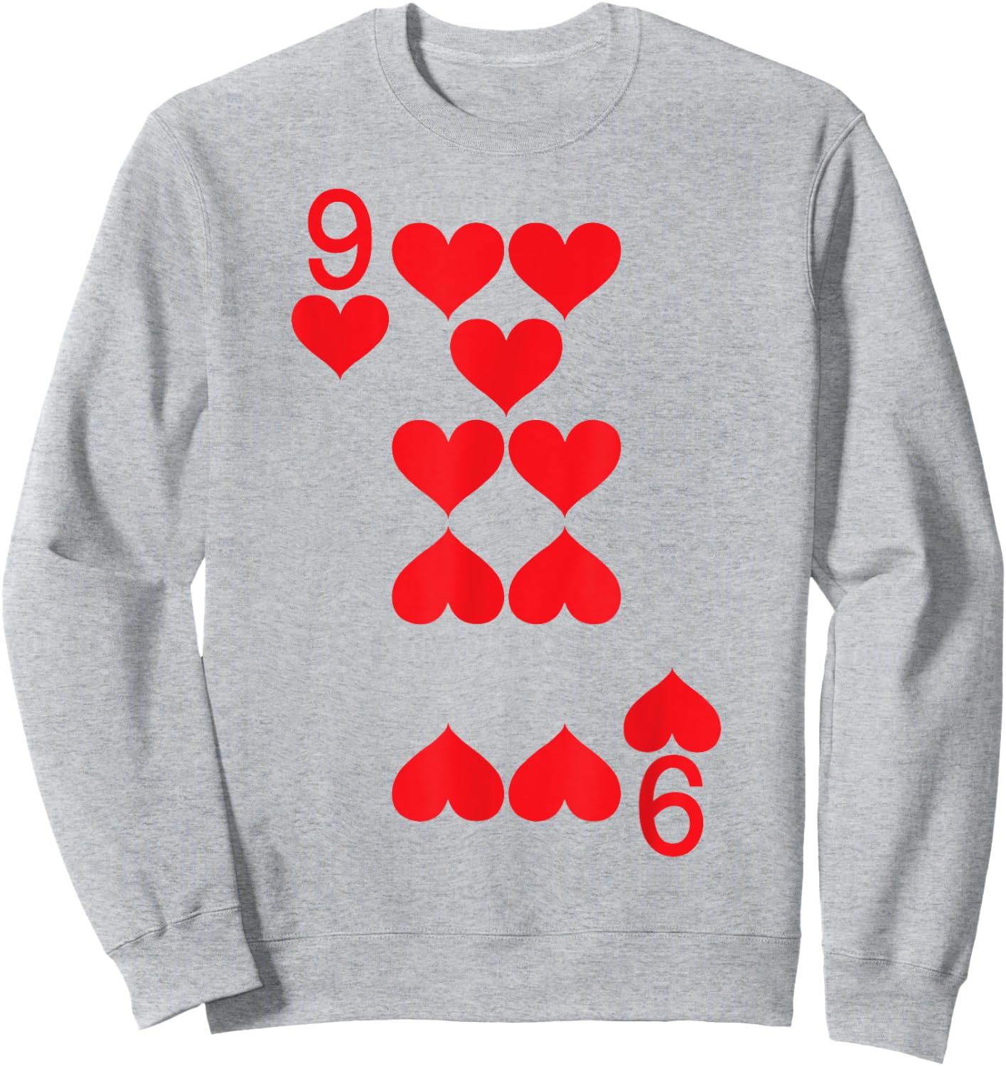 9 of Hearts - Playing Card Halloween Costume Sweatshirt - Sweatshirt | Ash