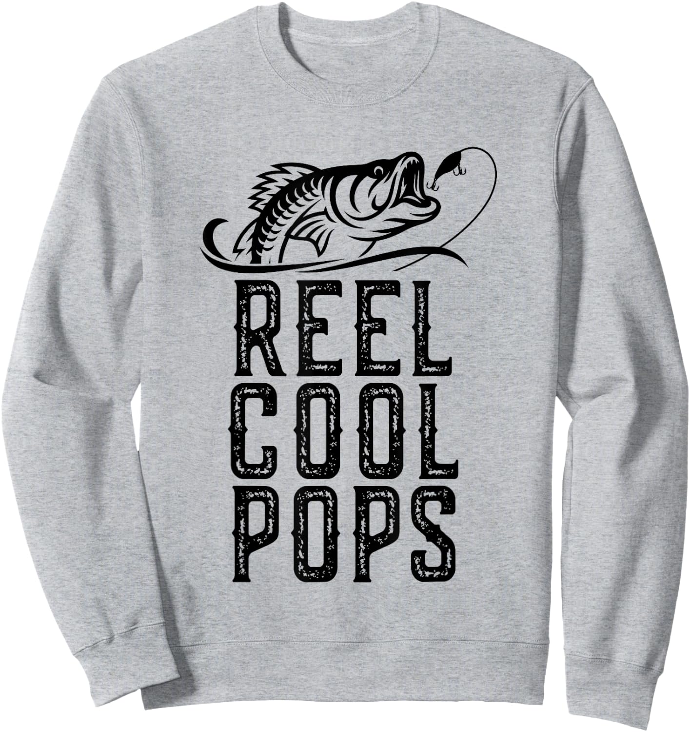 Reel Cool Pops Fishing Fisherman Funny Grandpa Retro Sweatshirt - Sweatshirt | Ash