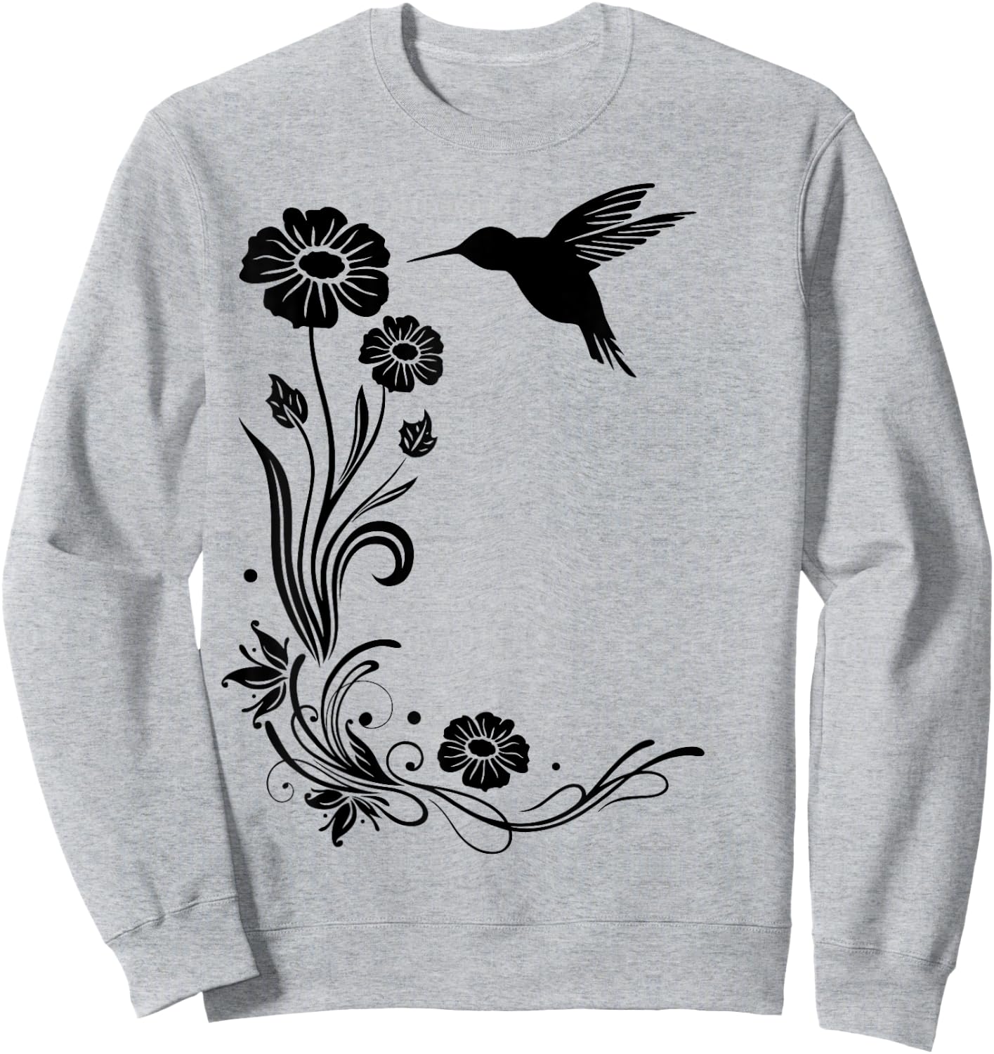 Summer Shirt. Hummingbird with flowers Colibri. Sweatshirt - Sweatshirt | Ash