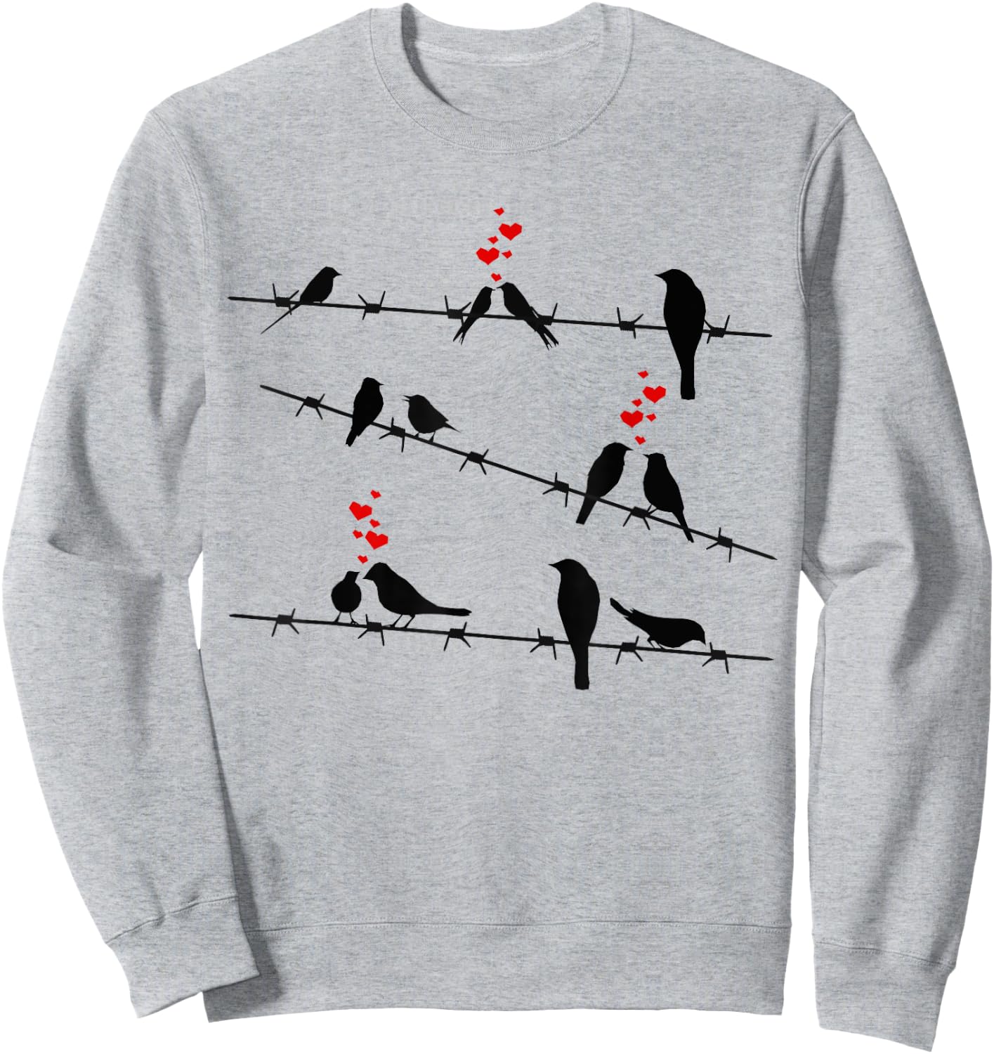 Cute Birds on a Wire Sweatshirt - Sweatshirt | Ash