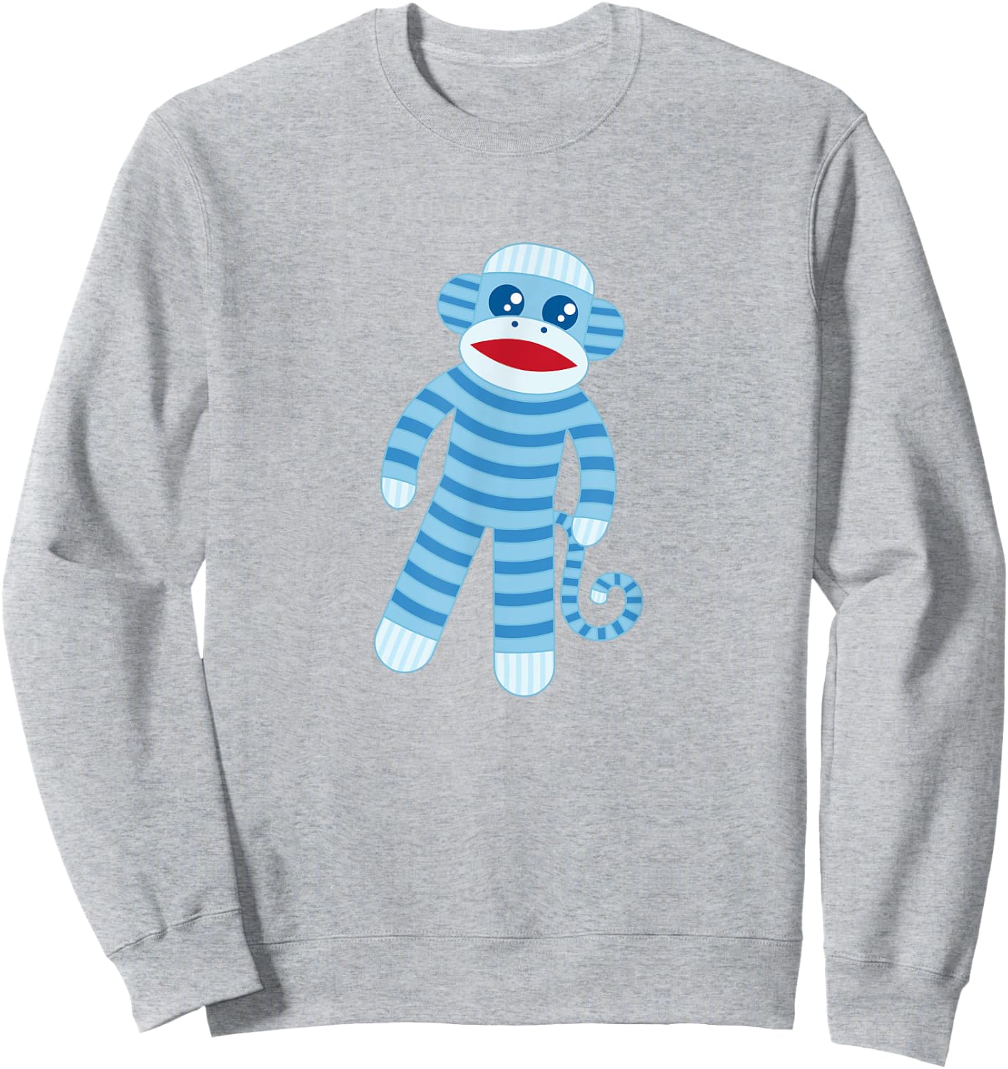Cute Blue Striped Sock Monkey Sweatshirt - Sweatshirt | Ash