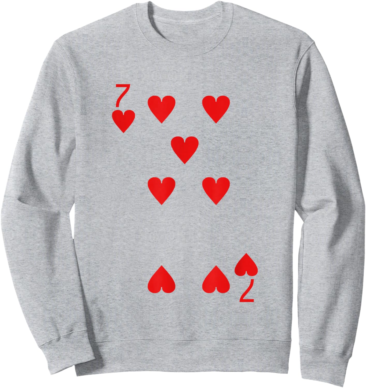 Seven Of Hearts Deck Of Cards Playing Cards Halloween Poker Sweatshirt - Sweatshirt | Ash