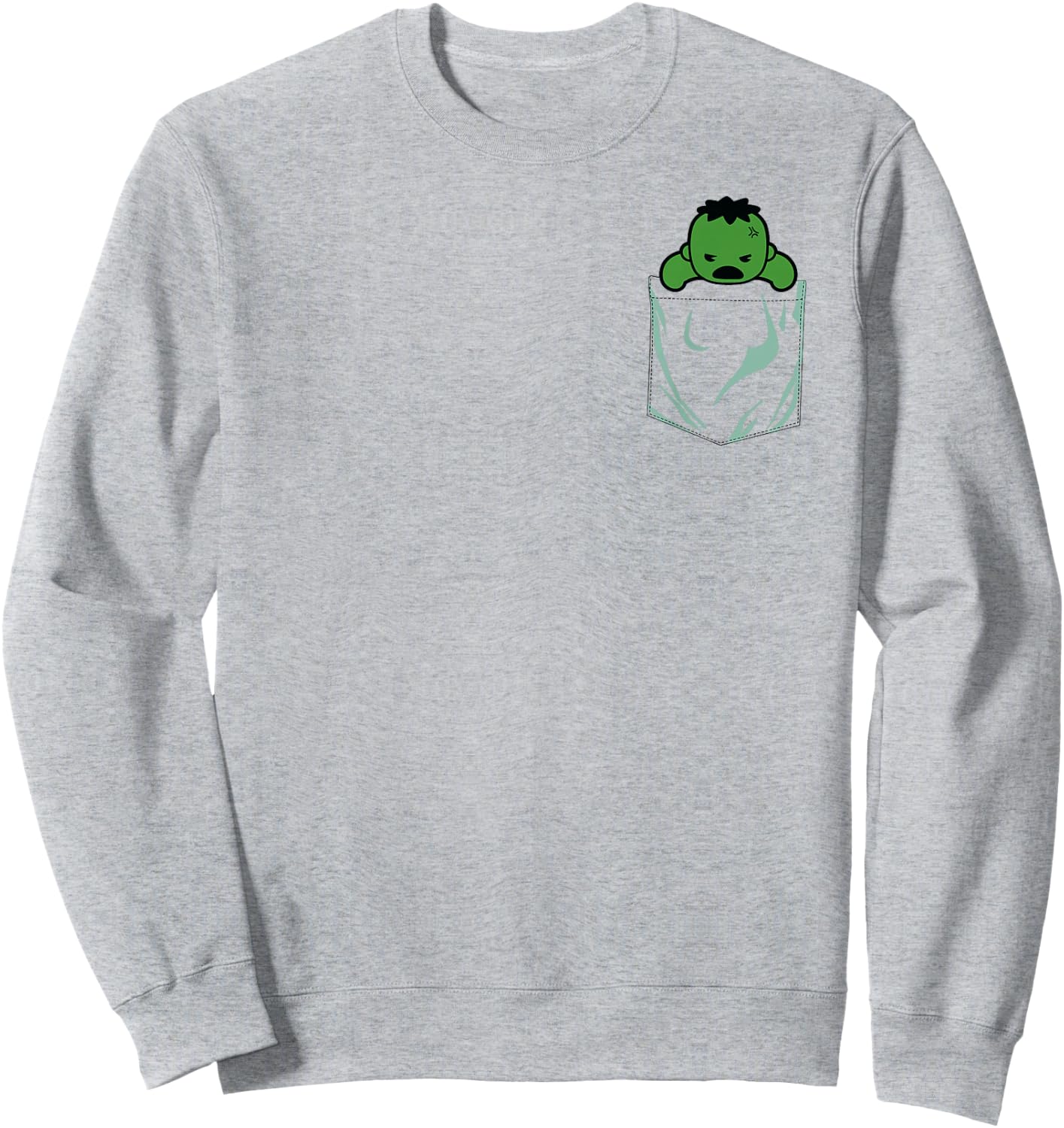 Marvel Incredible Hulk Left Chest Pocket Graphic Sweatshirt - Sweatshirt | Ash