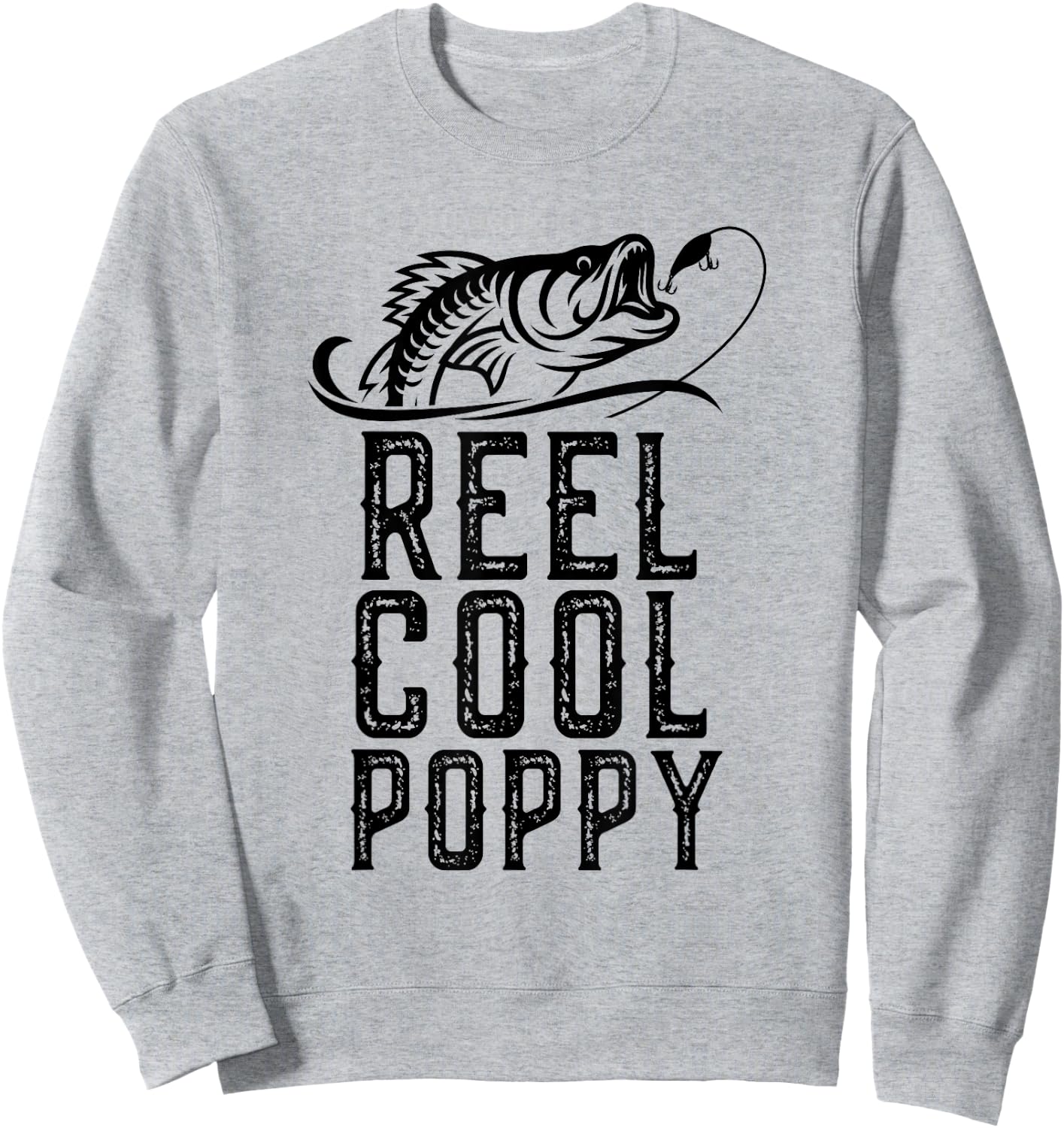 Reel Cool Poppy Fishing Fisherman Funny Grandpa Retro Sweatshirt - Sweatshirt | Ash
