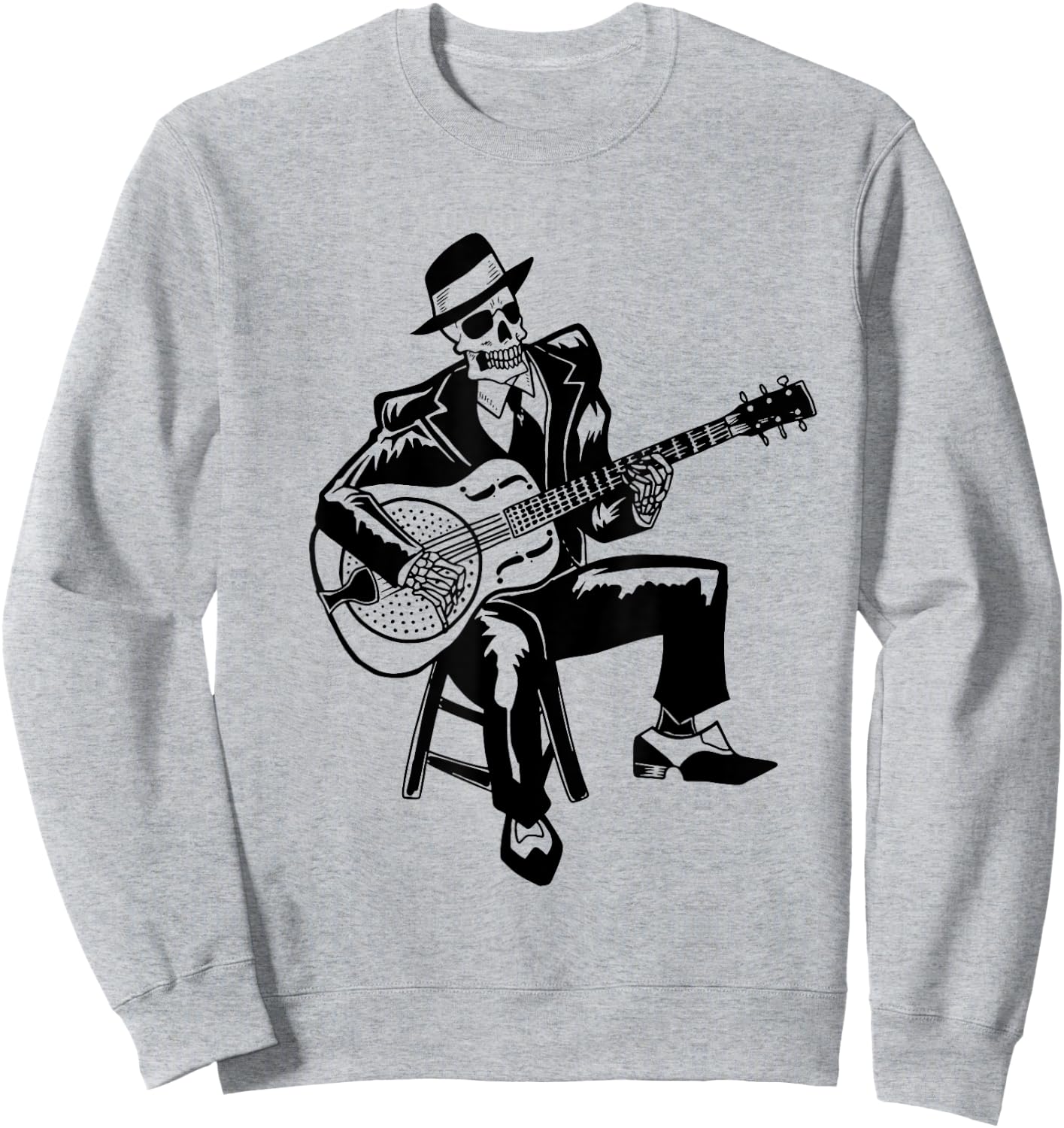Skeleton Guitar Player Bluesman Vintage Blues Guitarist Sweatshirt - Sweatshirt | Ash