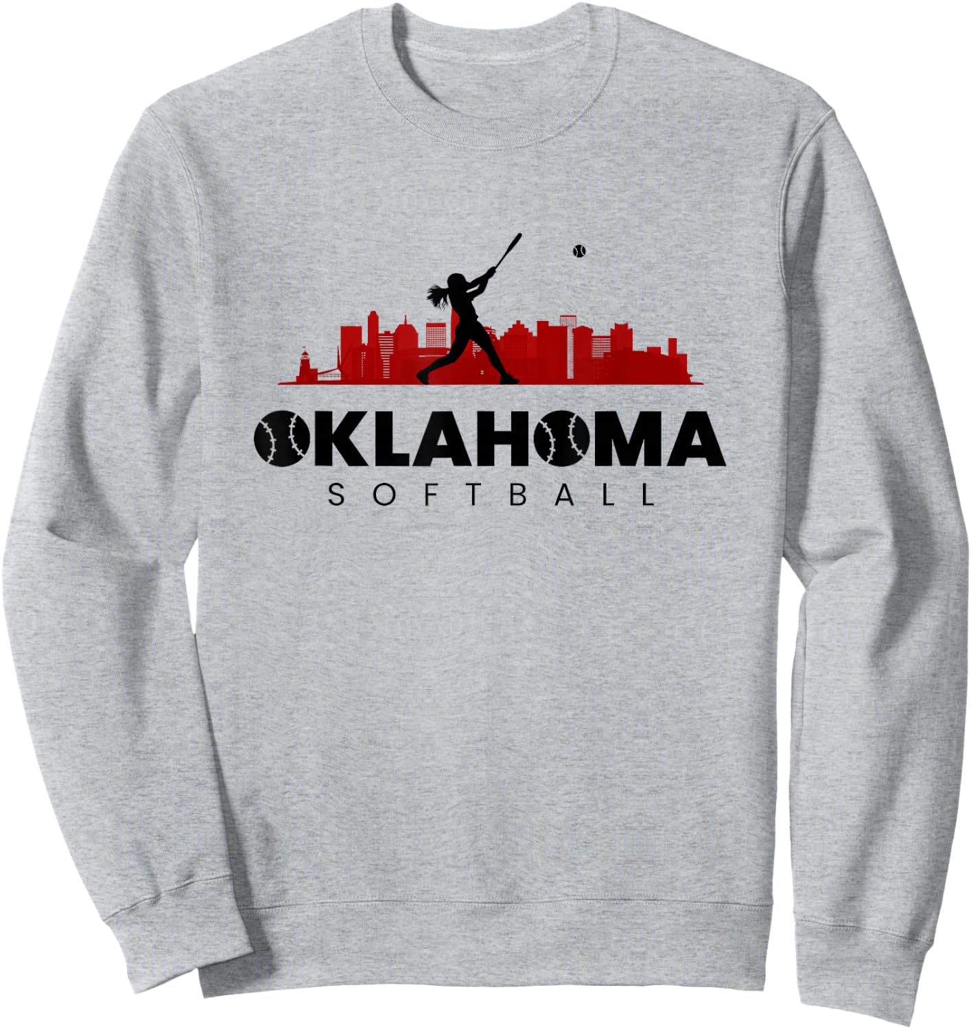 Oklahoma Softball Vintage Minimalist City Softball Lover Sweatshirt - Sweatshirt | Ash