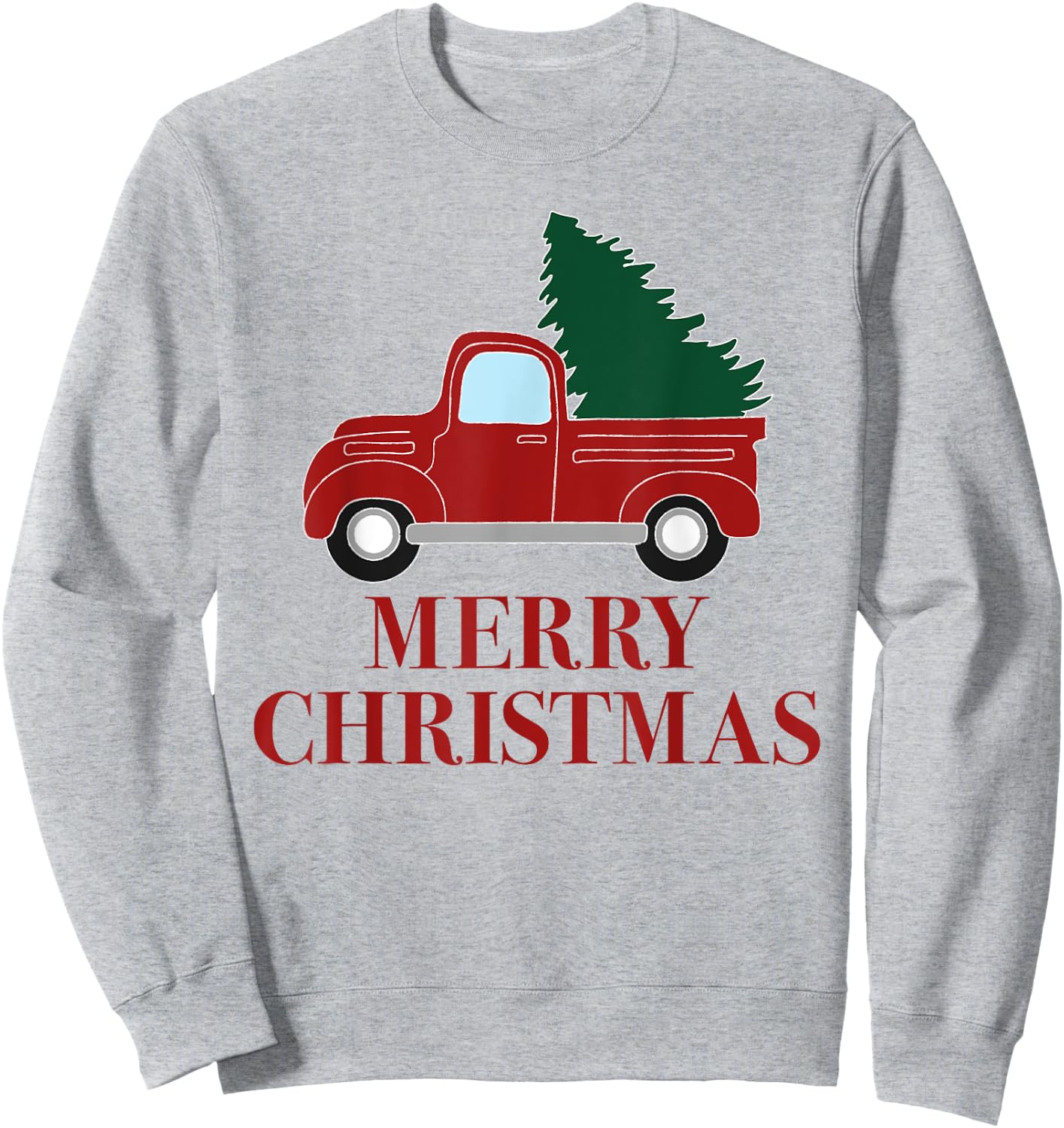 Vintage Red Truck with Christmas Tree Sweatshirt - Sweatshirt | Ash