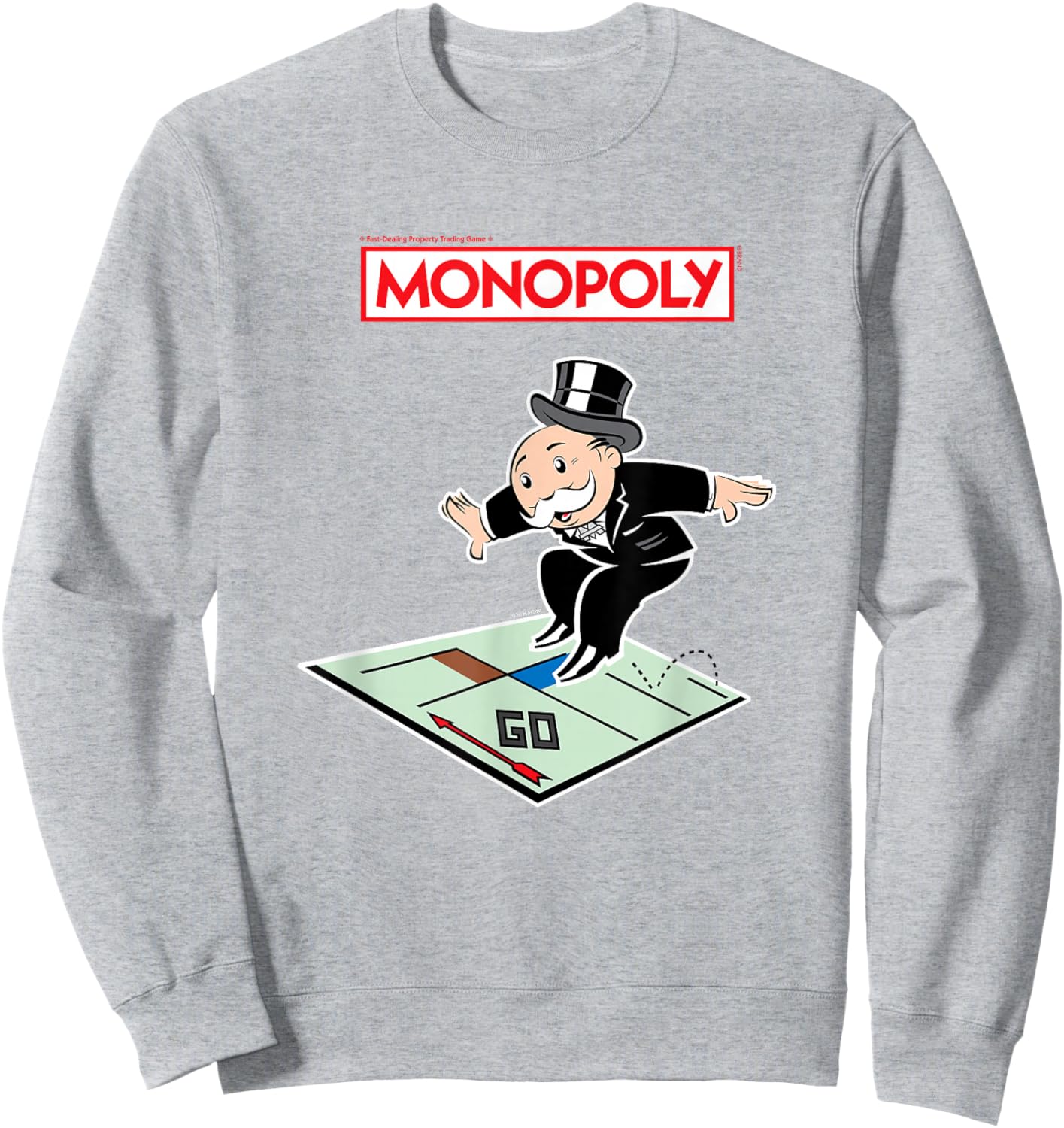 Monopoly Rich Uncle Surfing Board Game Sweatshirt - Sweatshirt | Ash