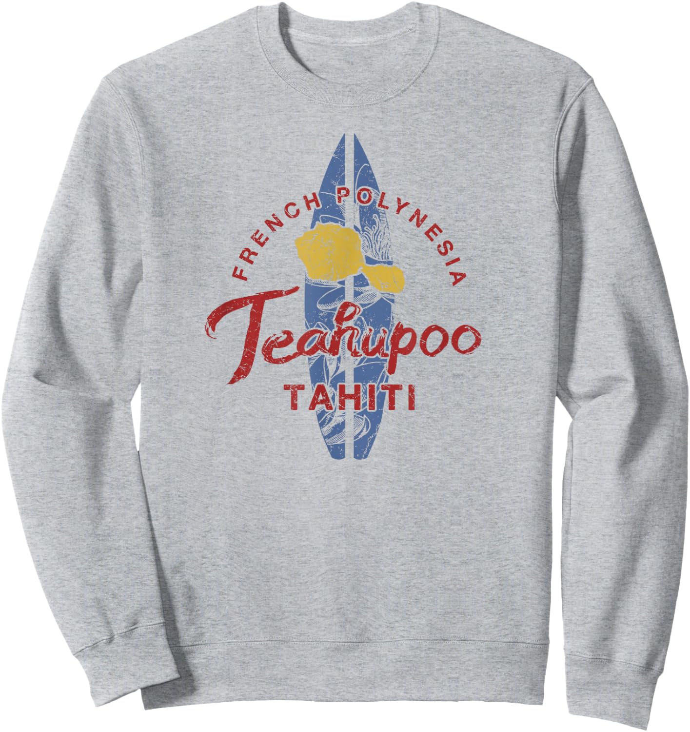 Tahiti Teahupoo Surfing French Polynesian Vintage Sweatshirt - Sweatshirt | Ash