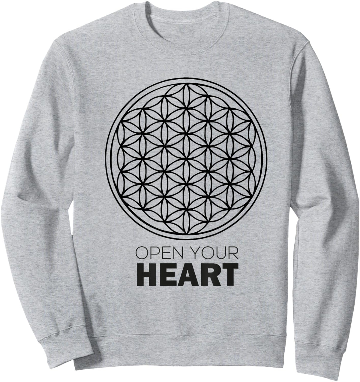 Flower Of Life - Open Your Heart. Sacred Geometry Sweatshirt - Sweatshirt | Ash