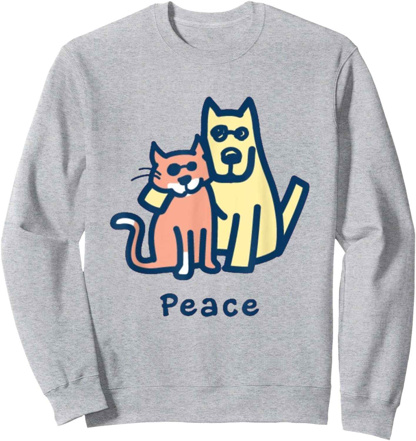 Cat Mom Dog Mom Peace Together I Love Pets Sweatshirt - Sweatshirt | Ash