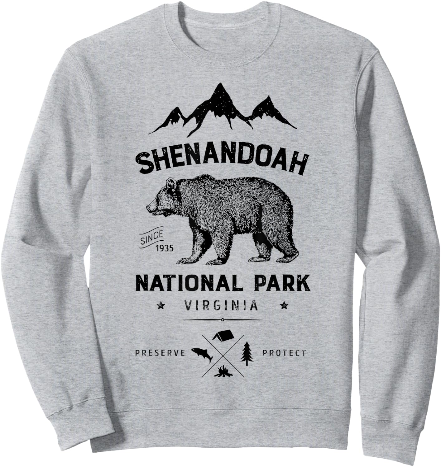 Shenandoah National Park T Shirt Bear Virginia Vintage Gifts Sweatshirt - Sweatshirt | Ash
