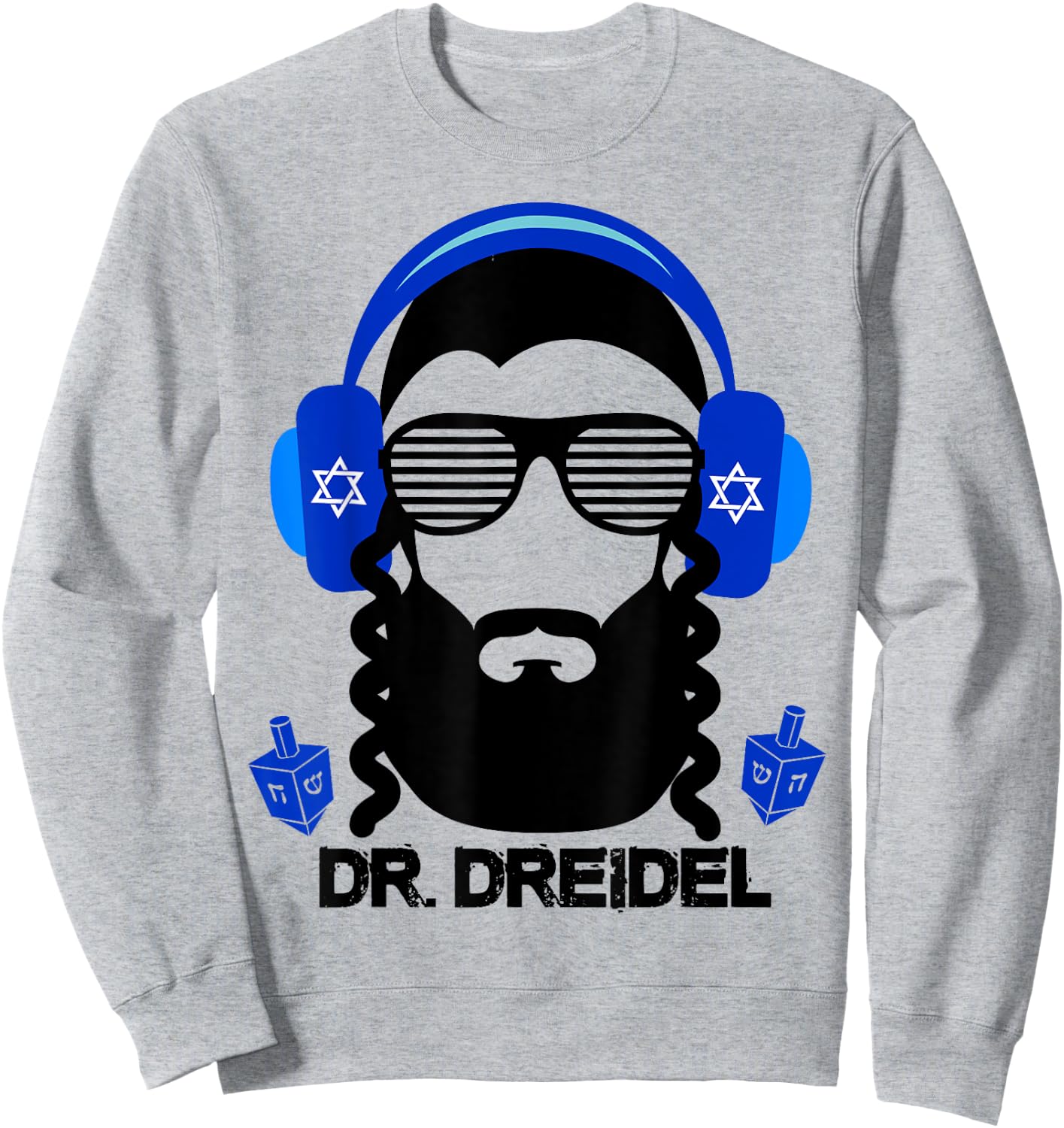 Funny Hanukkah Hebrew Rapper DJ Chanukah Dr. Dreidel Gift Sweatshirt - Sweatshirt | Ash