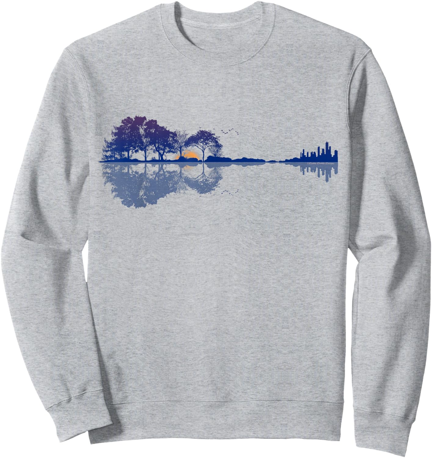 Guitar Lake Reflections in Blue Music Lovers Guitar Sweatshirt - Sweatshirt | Ash