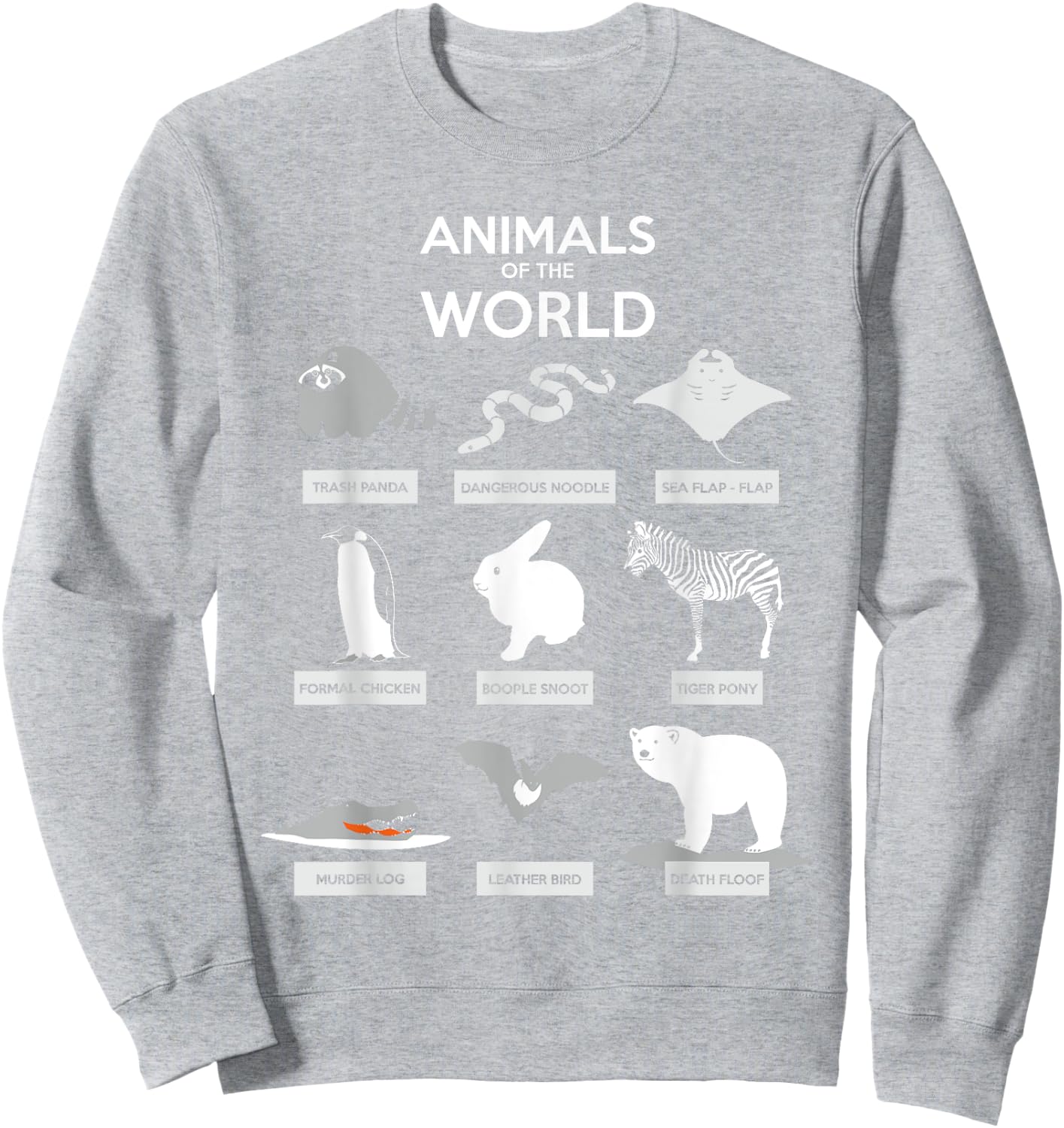 Animals Of The World | Funny Wild Animals Shirt Sweatshirt - Sweatshirt | Ash