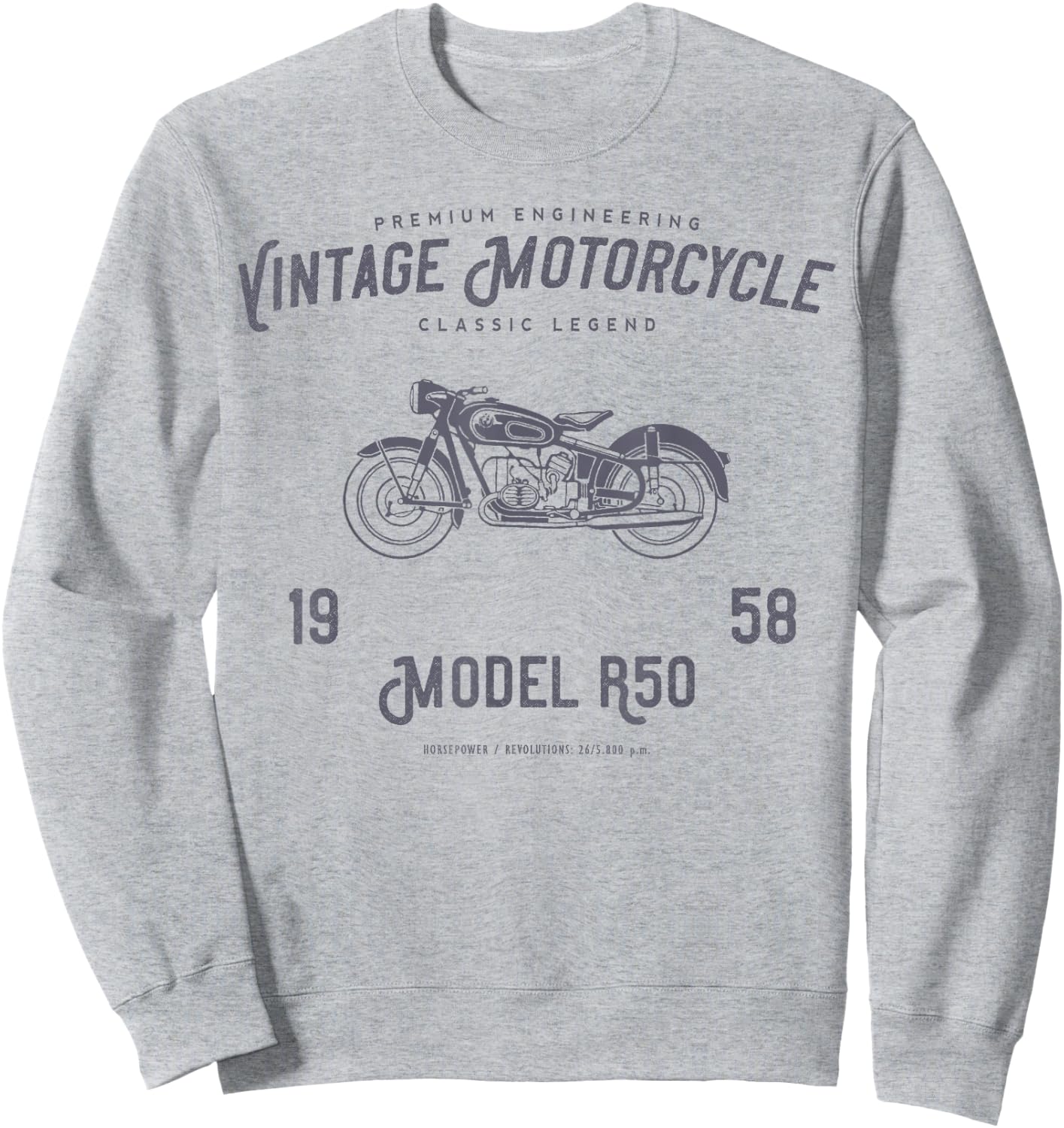 Retro Motorcycle T Shirt, Original Vintage Design Sweatshirt - Sweatshirt | Ash