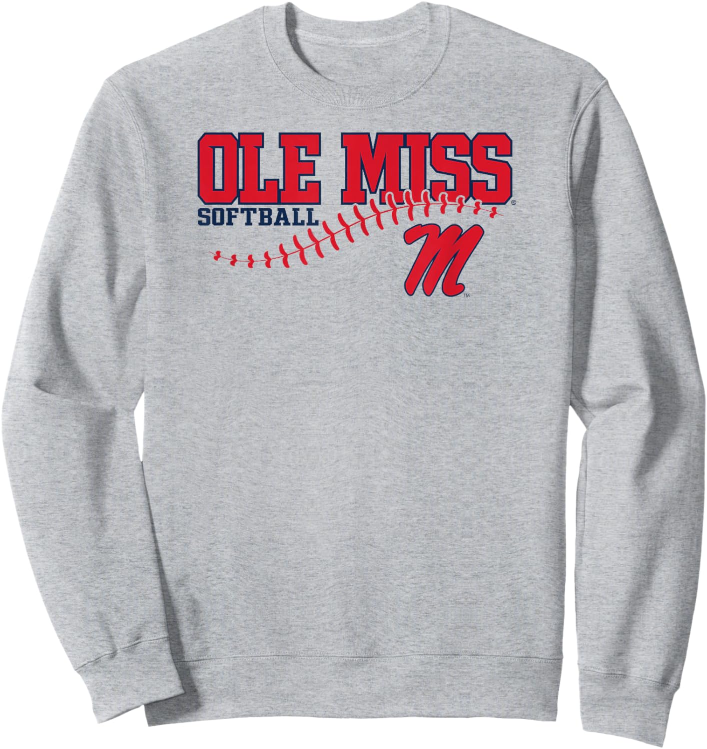 Mississippi Ole Miss Rebels Softball Laces Gray Sweatshirt - Sweatshirt | Ash