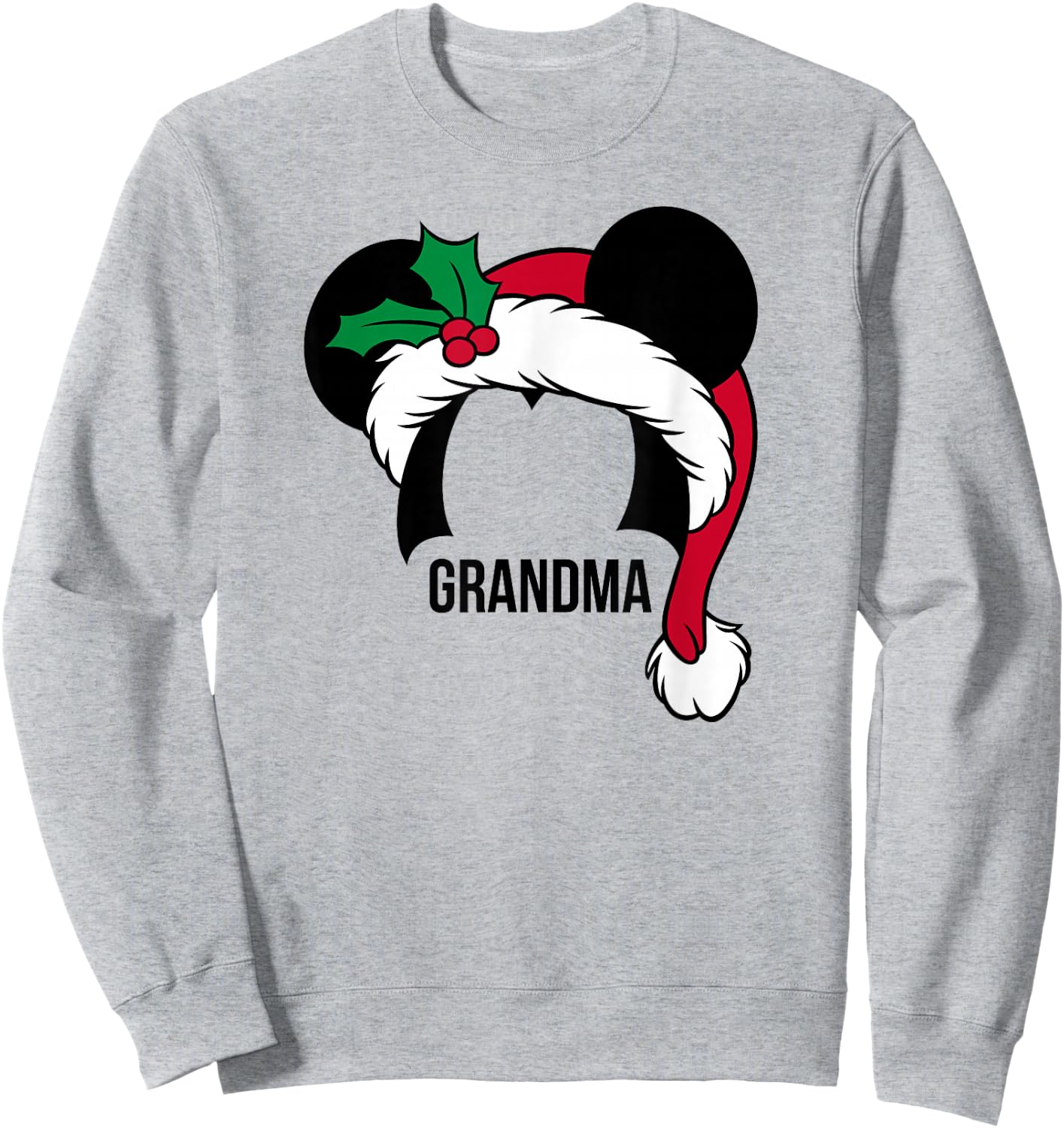 Disney Mickey Mouse Ears Santa Hat GRANDMA Holiday Sweatshirt - Sweatshirt | Ash