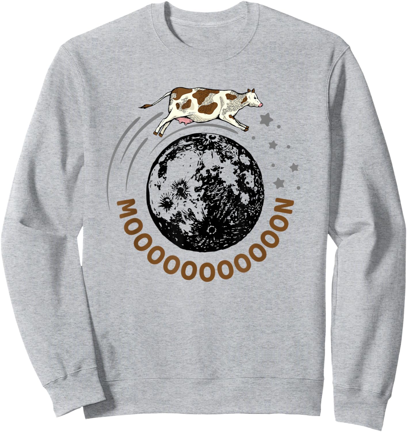 Cow Jumps Over Moon, Astronomy Moon Moo Pun Sweatshirt - Sweatshirt | Ash