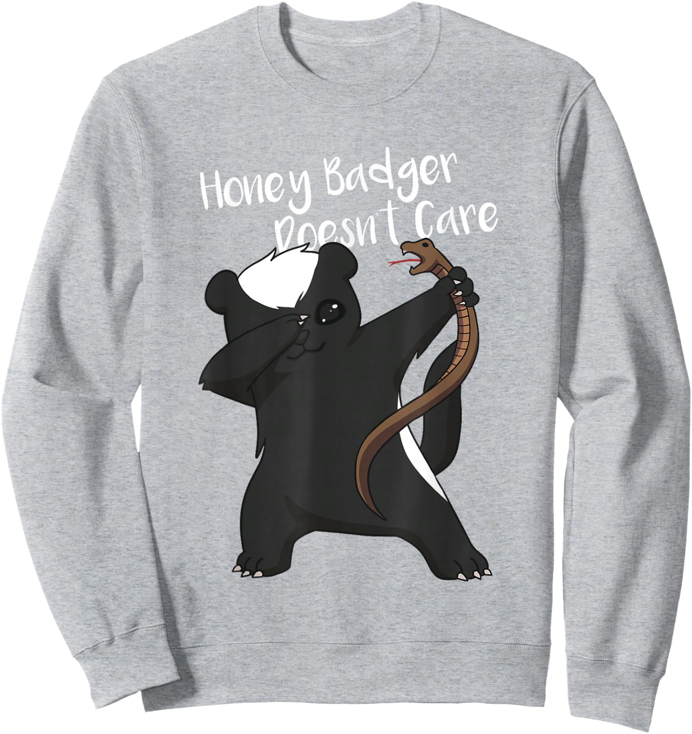 Honey Badger Doesn't Care Funny Animal Dabbing T Shirt Sweatshirt - Sweatshirt | Ash