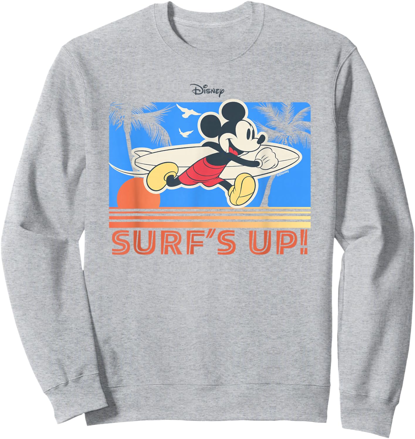 Disney Mickey and Friends Surfs Up Tropical Beach Vintage Sweatshirt - Sweatshirt | Ash