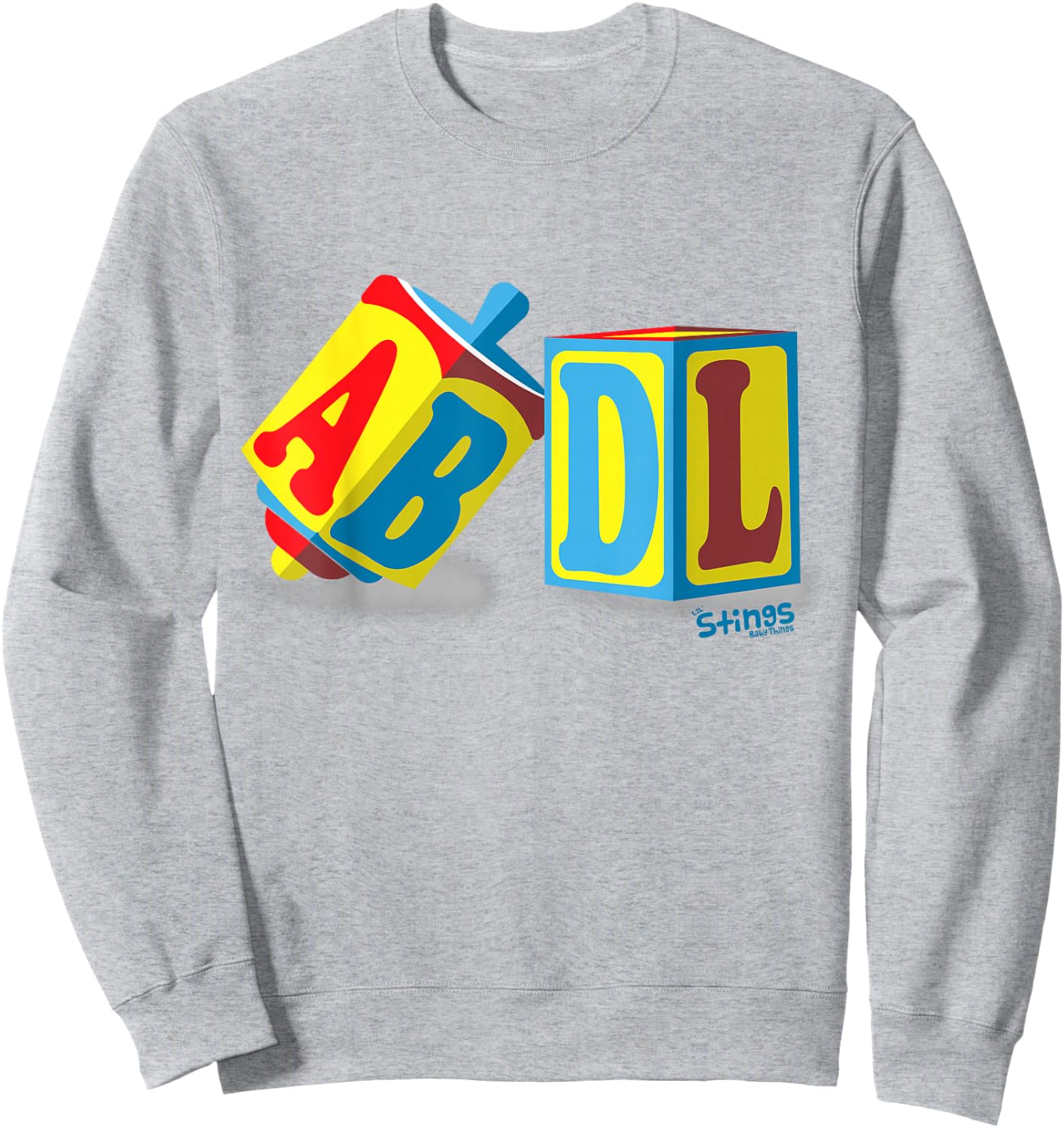 ABDL Adult Baby Blocks All Over - Lil' Stings Sweatshirt - Sweatshirt | Ash