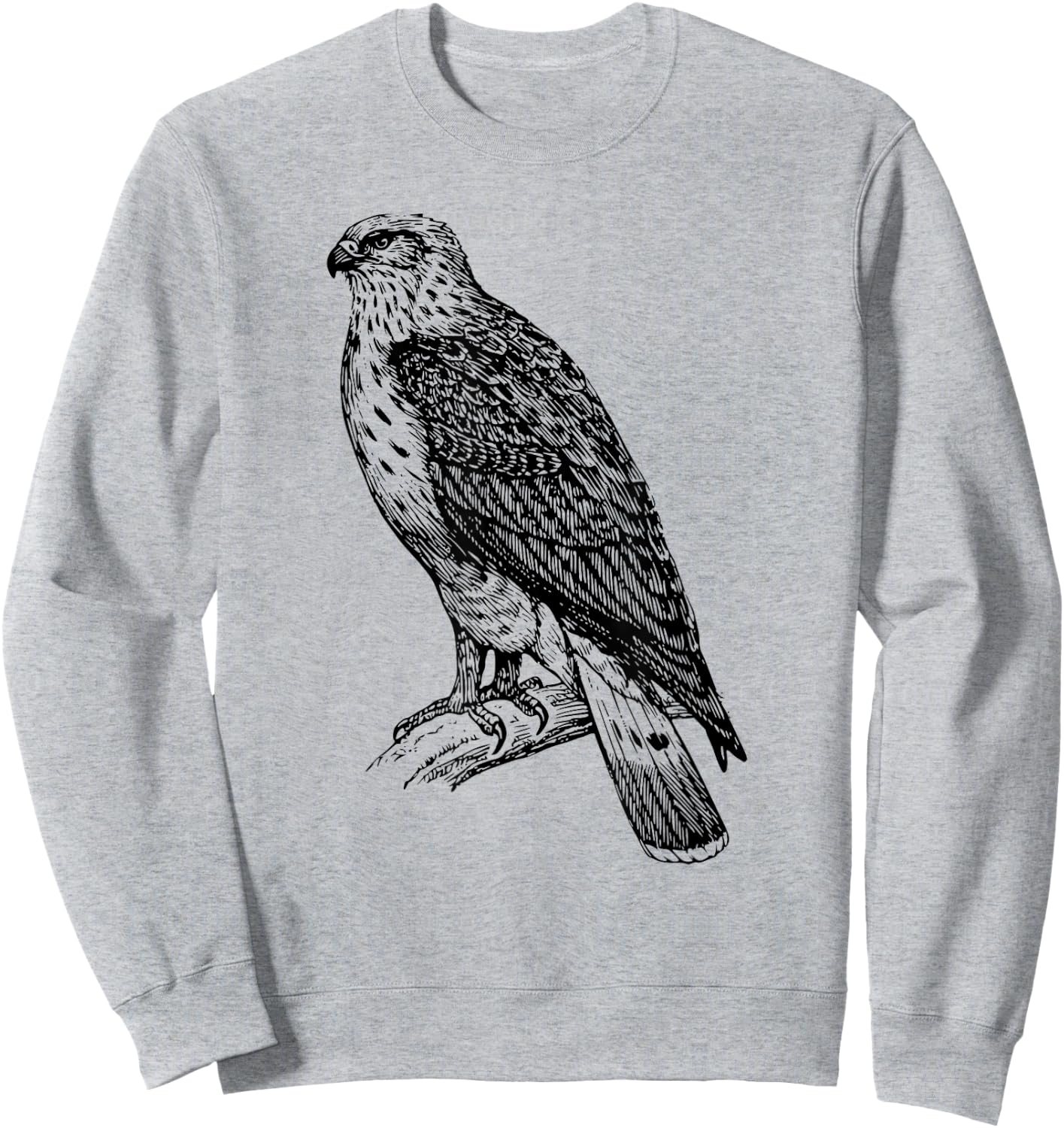 Hawk Ornithology Shirt Black Line Drawing Sweatshirt - Sweatshirt | Ash