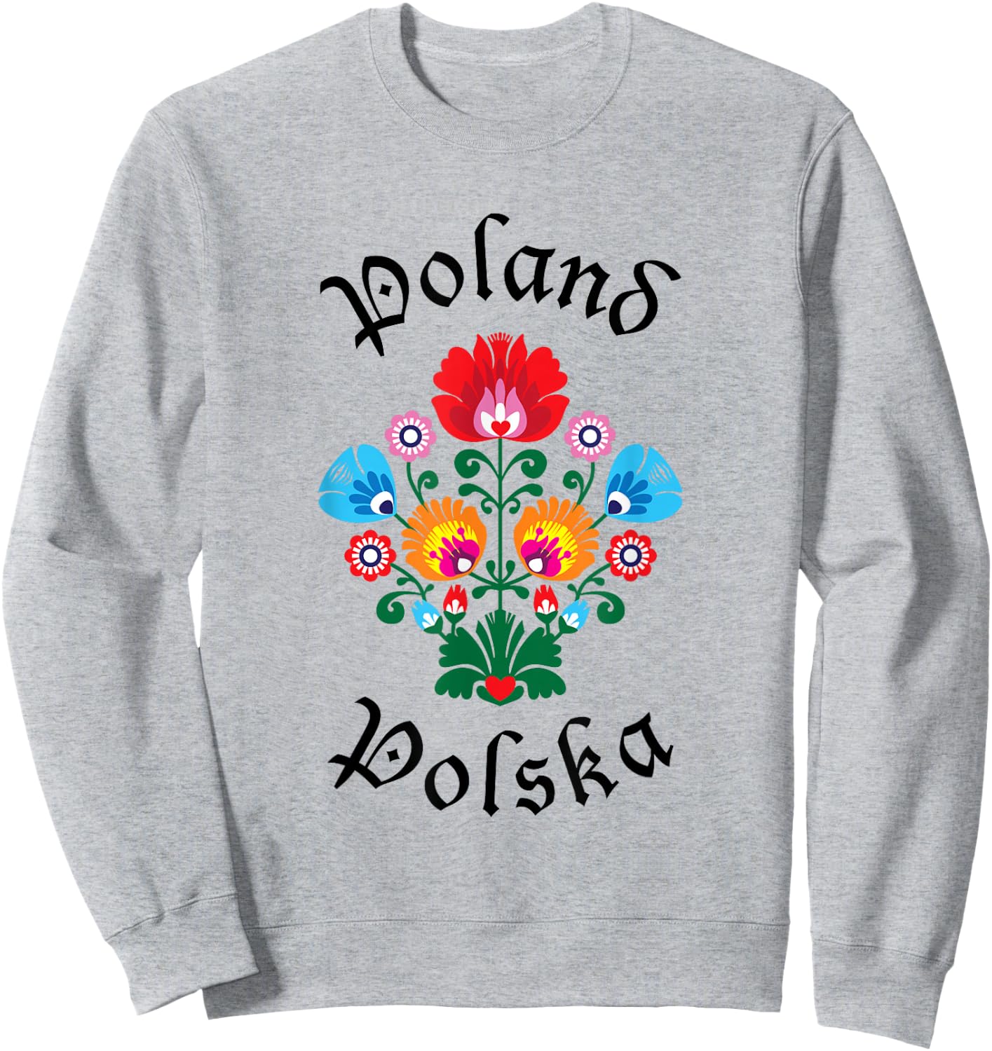 POLAND | Folk Art Flowers WYCINANKI Polska, Polish Day Fest Sweatshirt - Sweatshirt | Ash