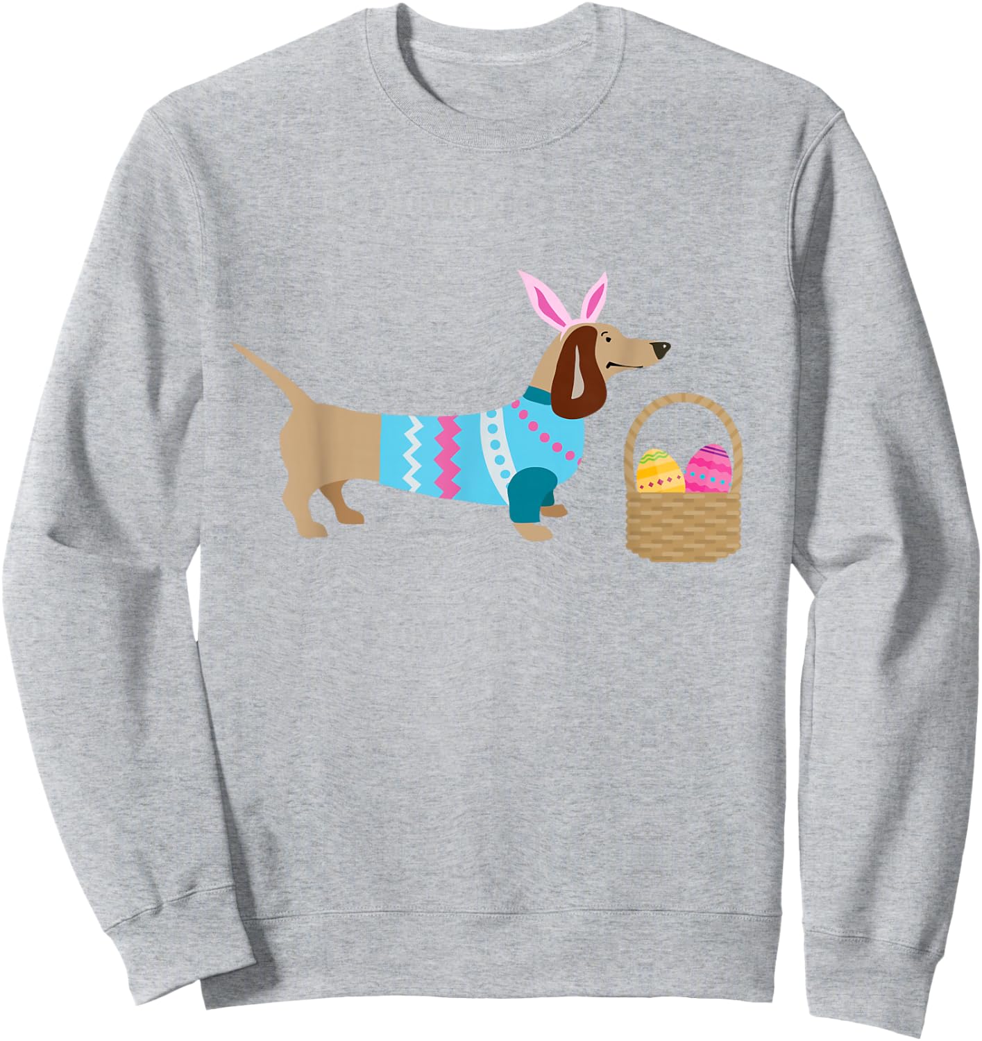 Weiner Daschund Easter Doxie in Dog Dress Men Women Kids Sweatshirt - Sweatshirt | Ash