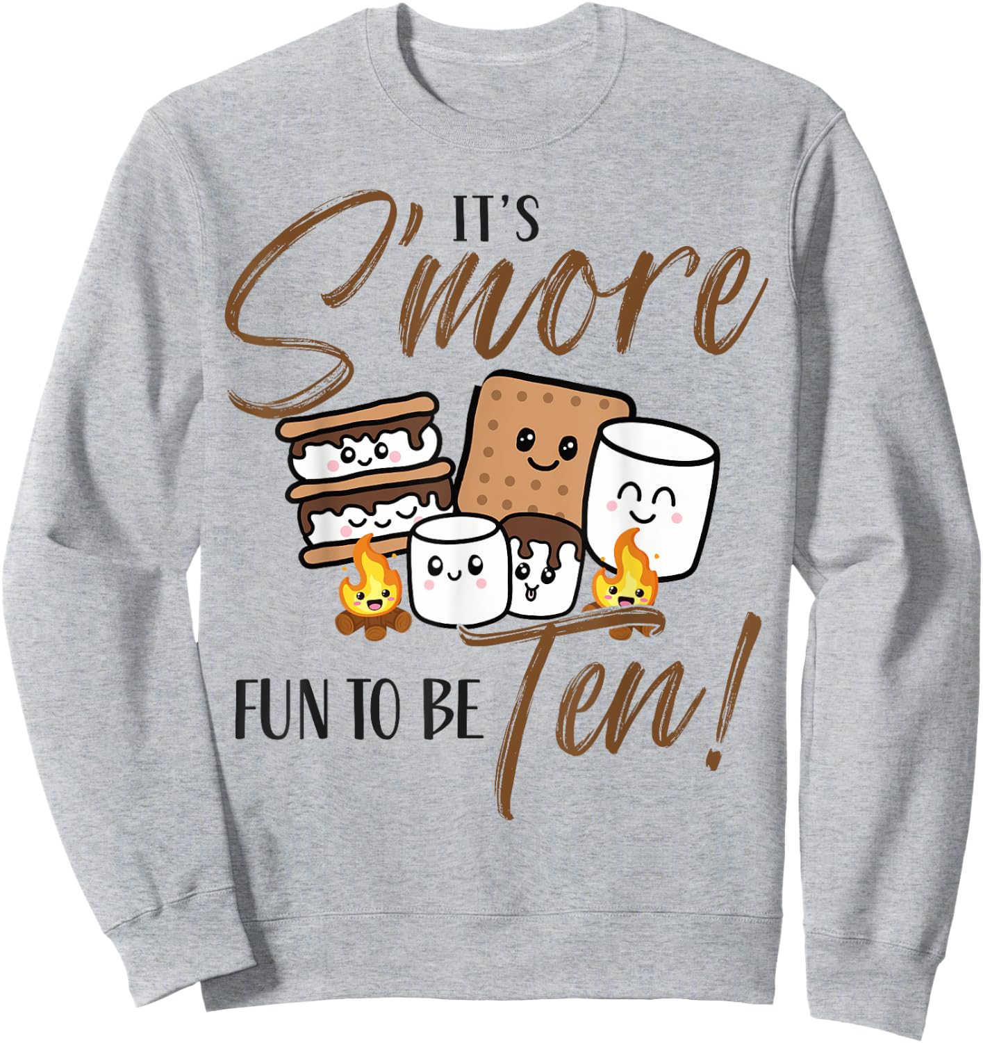 10th Birthday Campfire Marshmallow It's S'more Fun To Be Ten Sweatshirt - Sweatshirt | Ash
